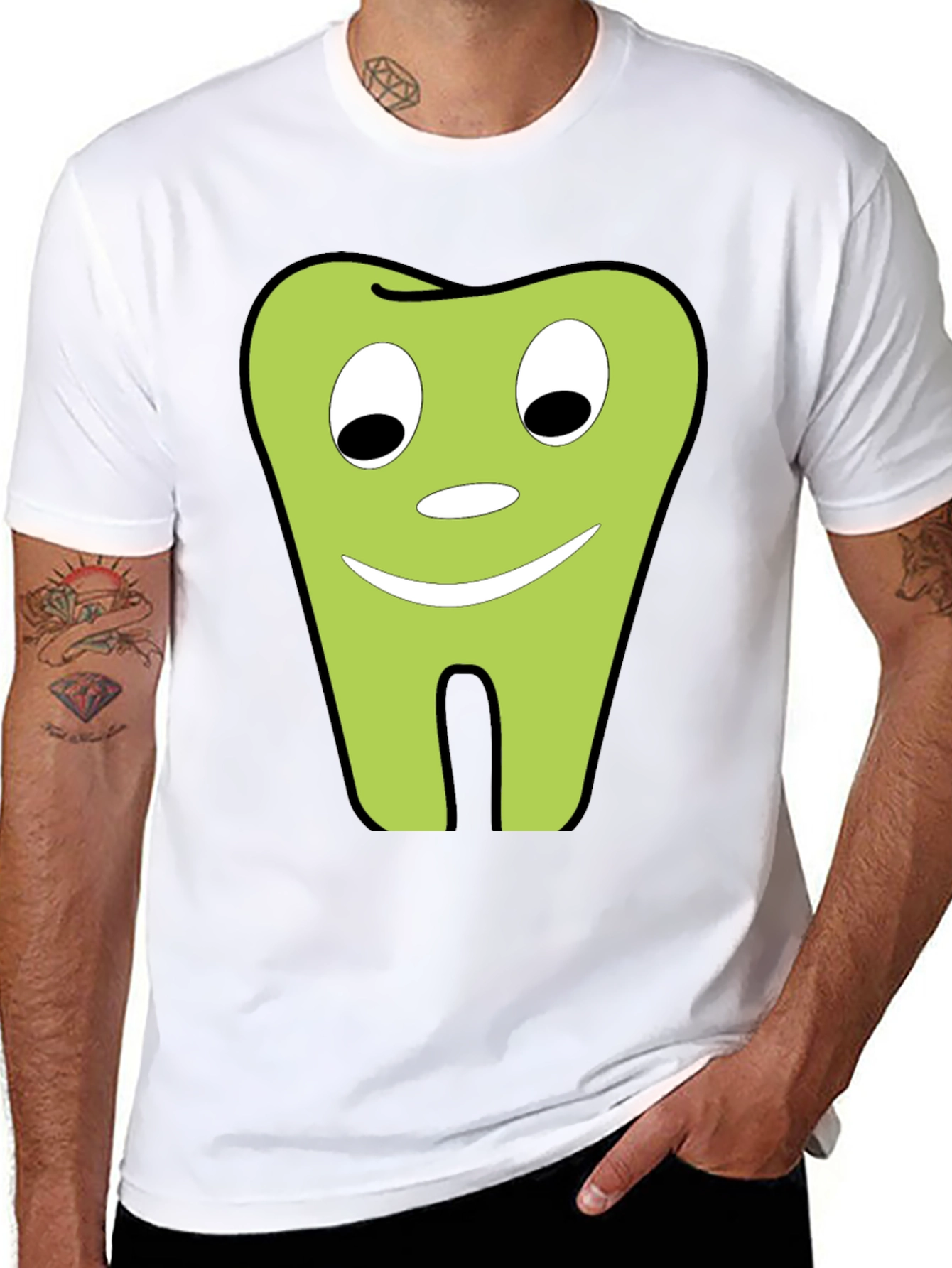 Cartoon Tooth T-Shirt - Dental Humor Black Tee