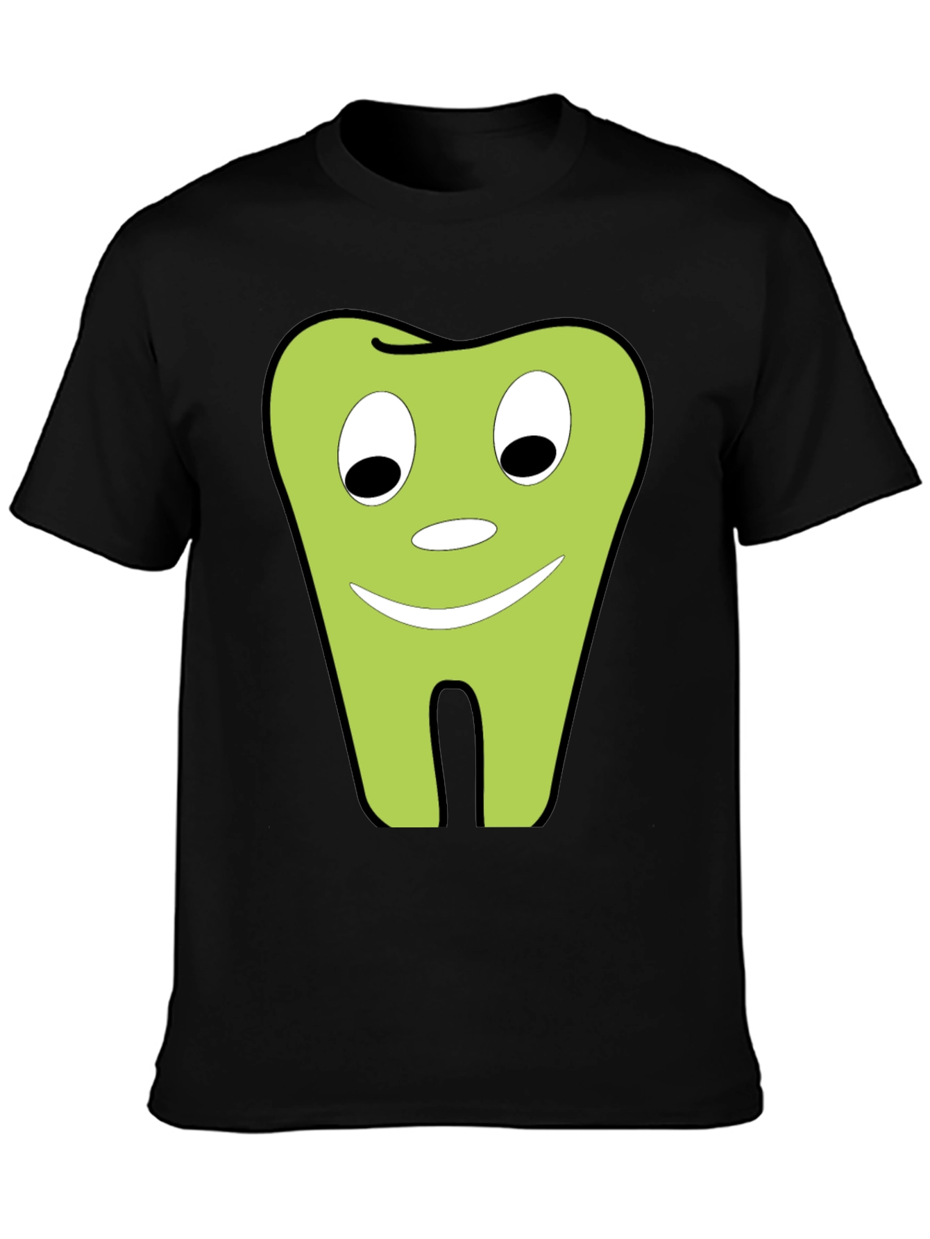 Cartoon Tooth T-Shirt - Dental Humor Black Tee