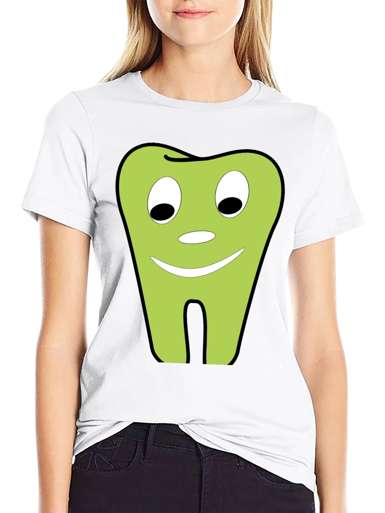 Cartoon Tooth T-Shirt - Dental Humor Black Tee