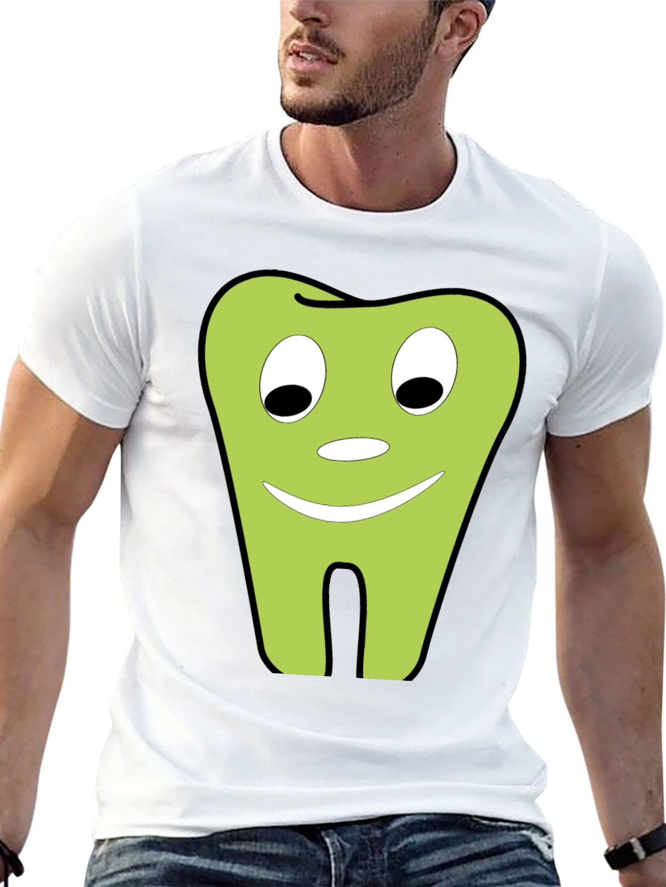 Cartoon Tooth T-Shirt - Dental Humor Black Tee