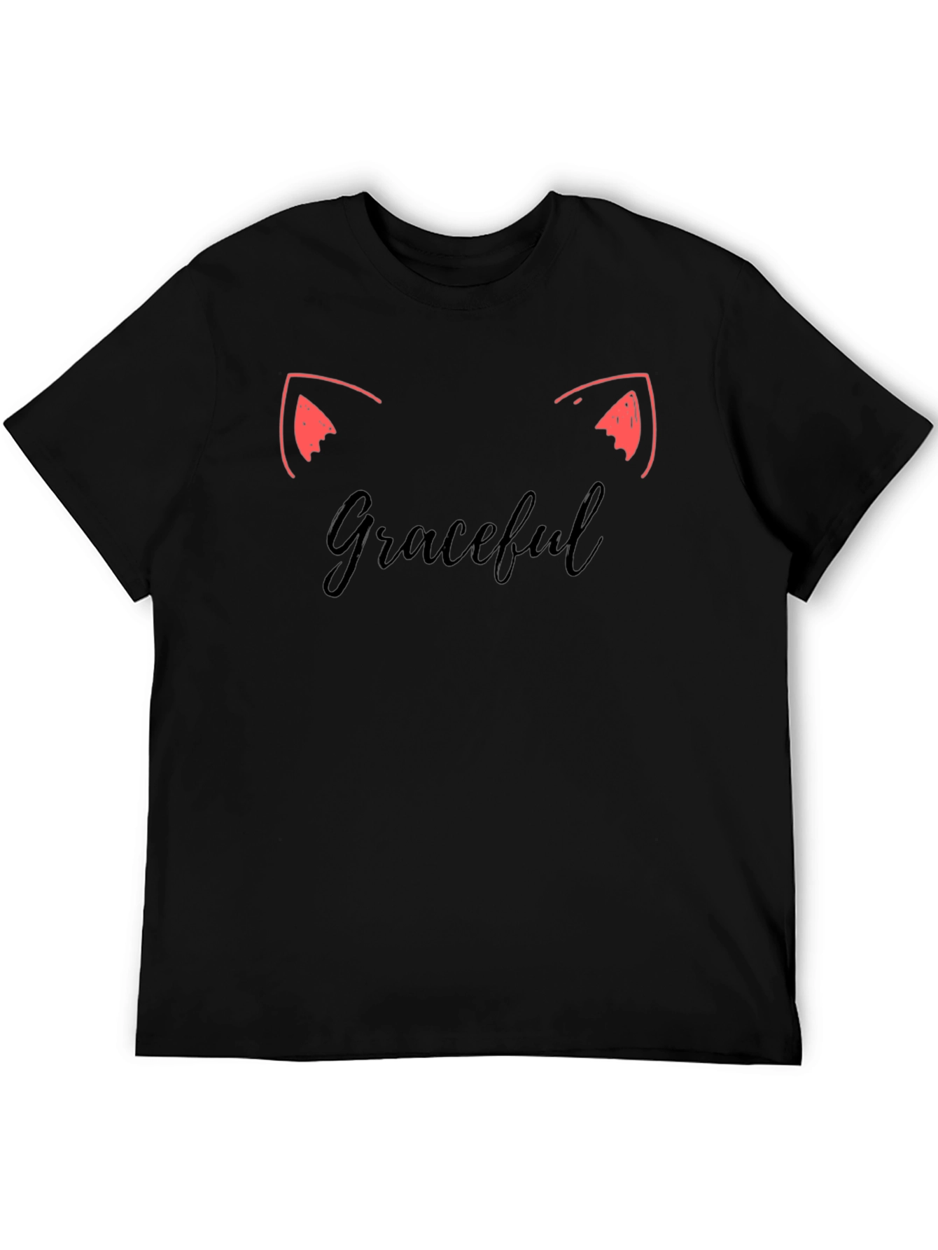 Graceful Cat Ears Tee - Stylish Black T-Shirt
