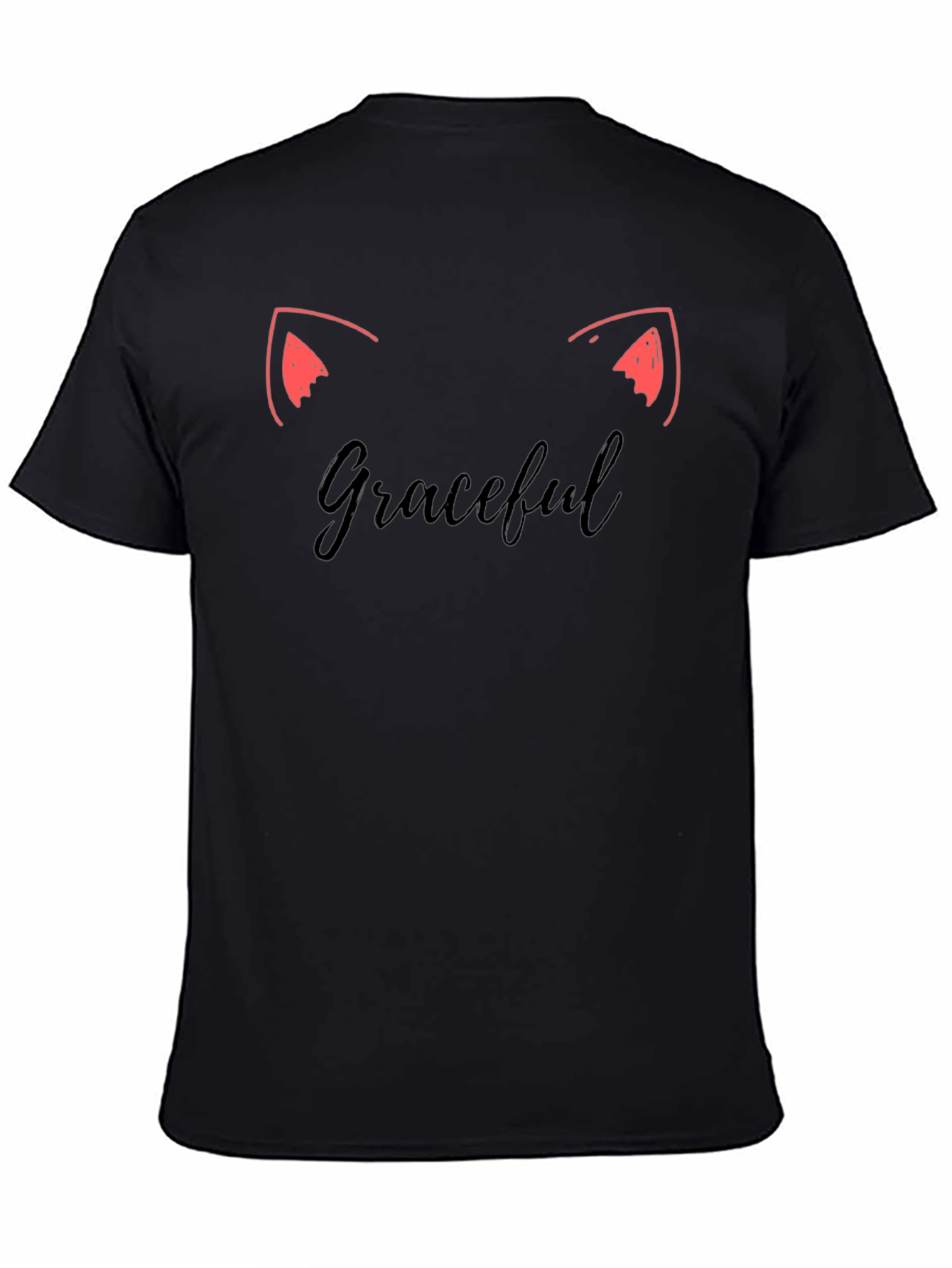 Graceful Cat Ears Tee - Stylish Black T-Shirt