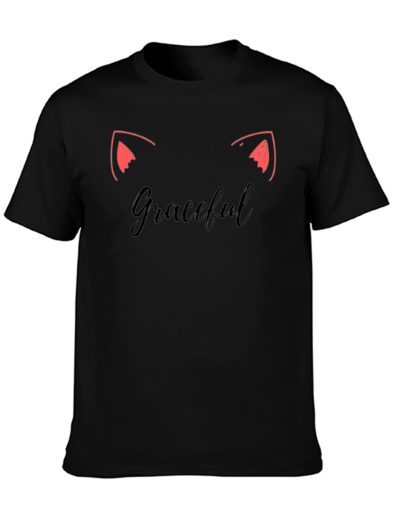 Graceful Cat Ears Tee - Stylish Black T-Shirt