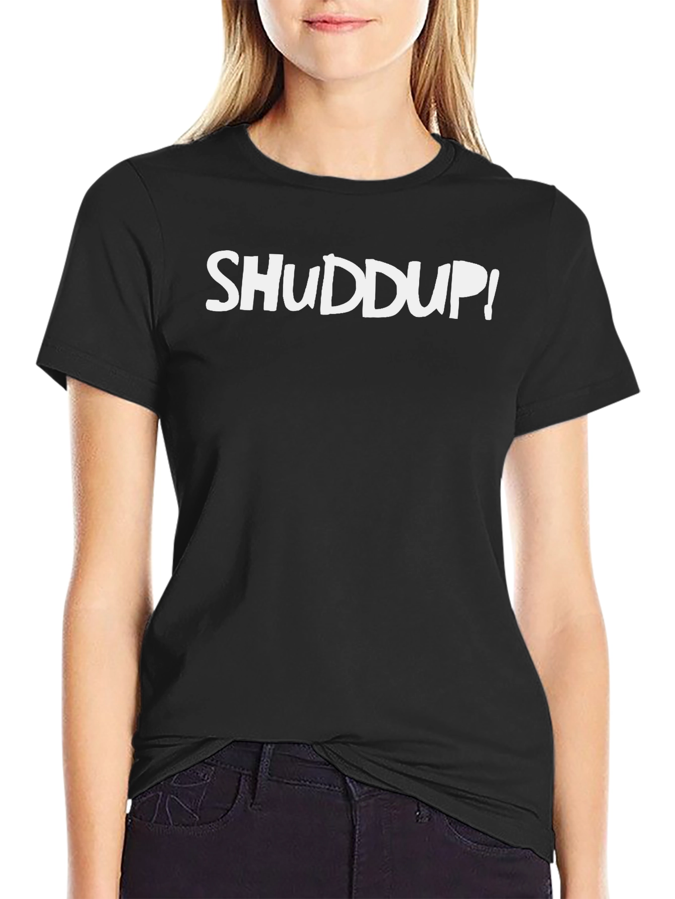 SHUDDUP! Graphic Tee - Black Crew Neck T-Shirt