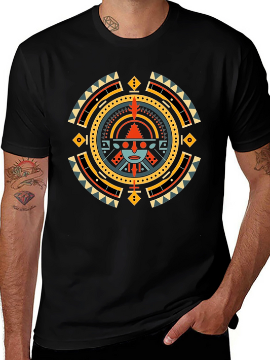 Aztec Sun Graphic T-Shirt - Black