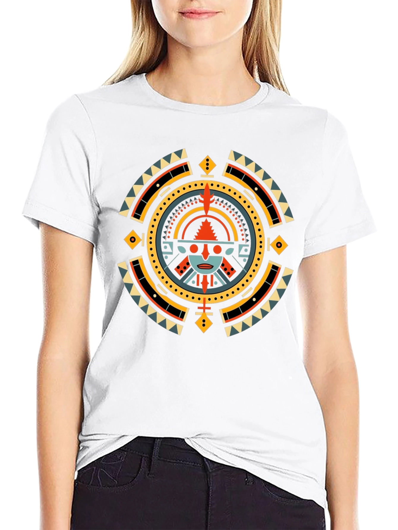 Aztec Sun Graphic T-Shirt - Black
