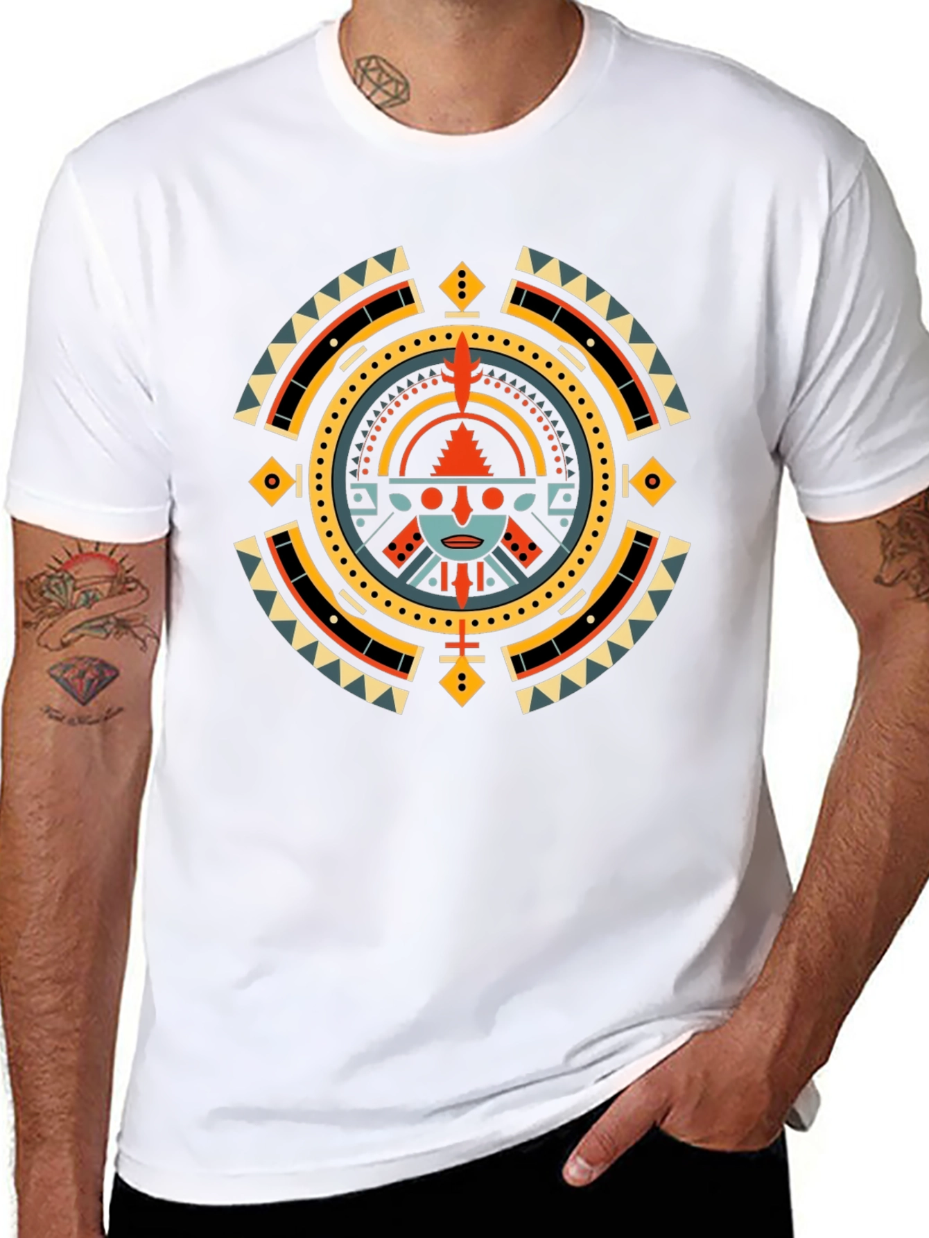 Aztec Sun Graphic T-Shirt - Black