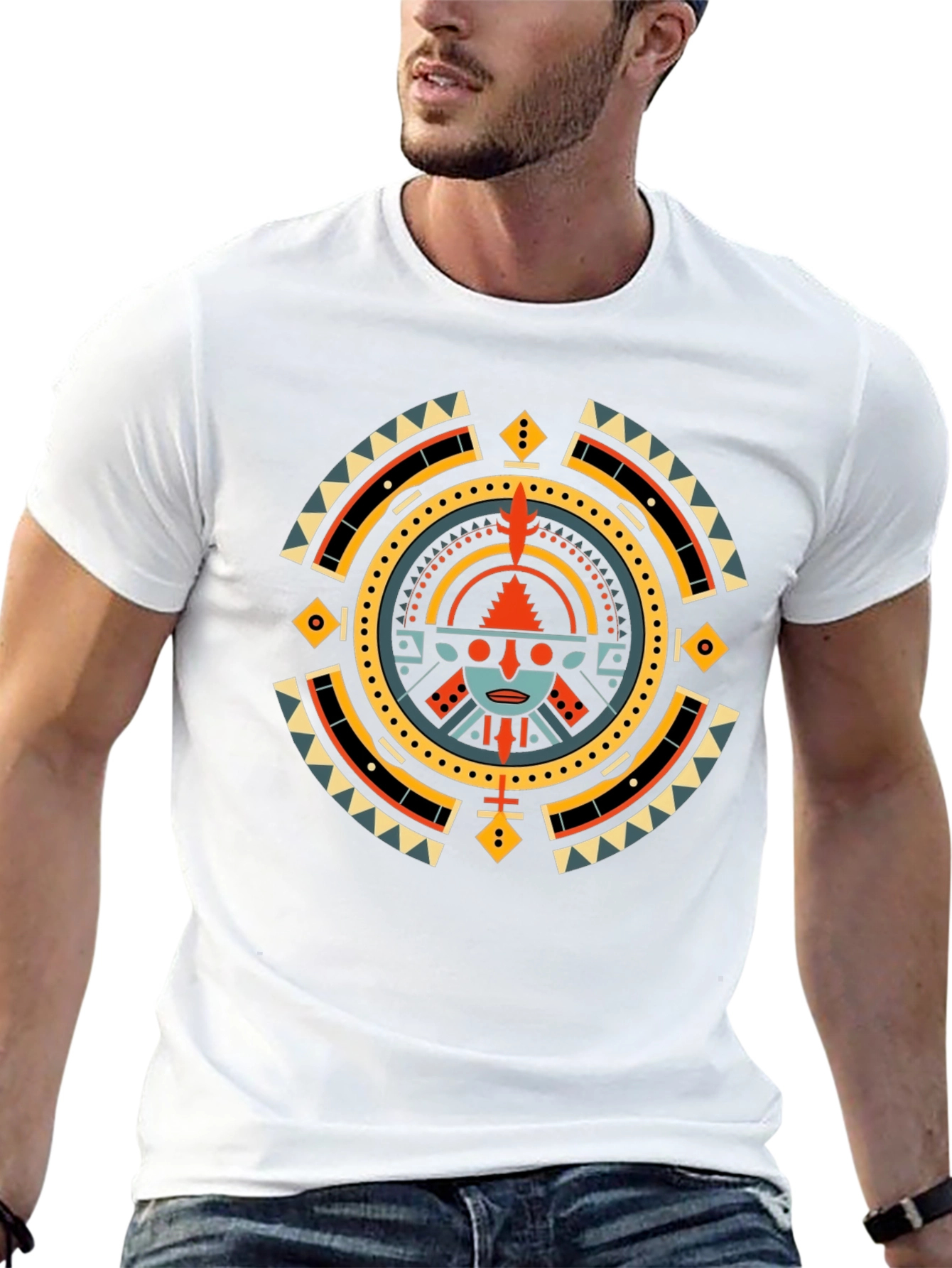 Aztec Sun Graphic T-Shirt - Black