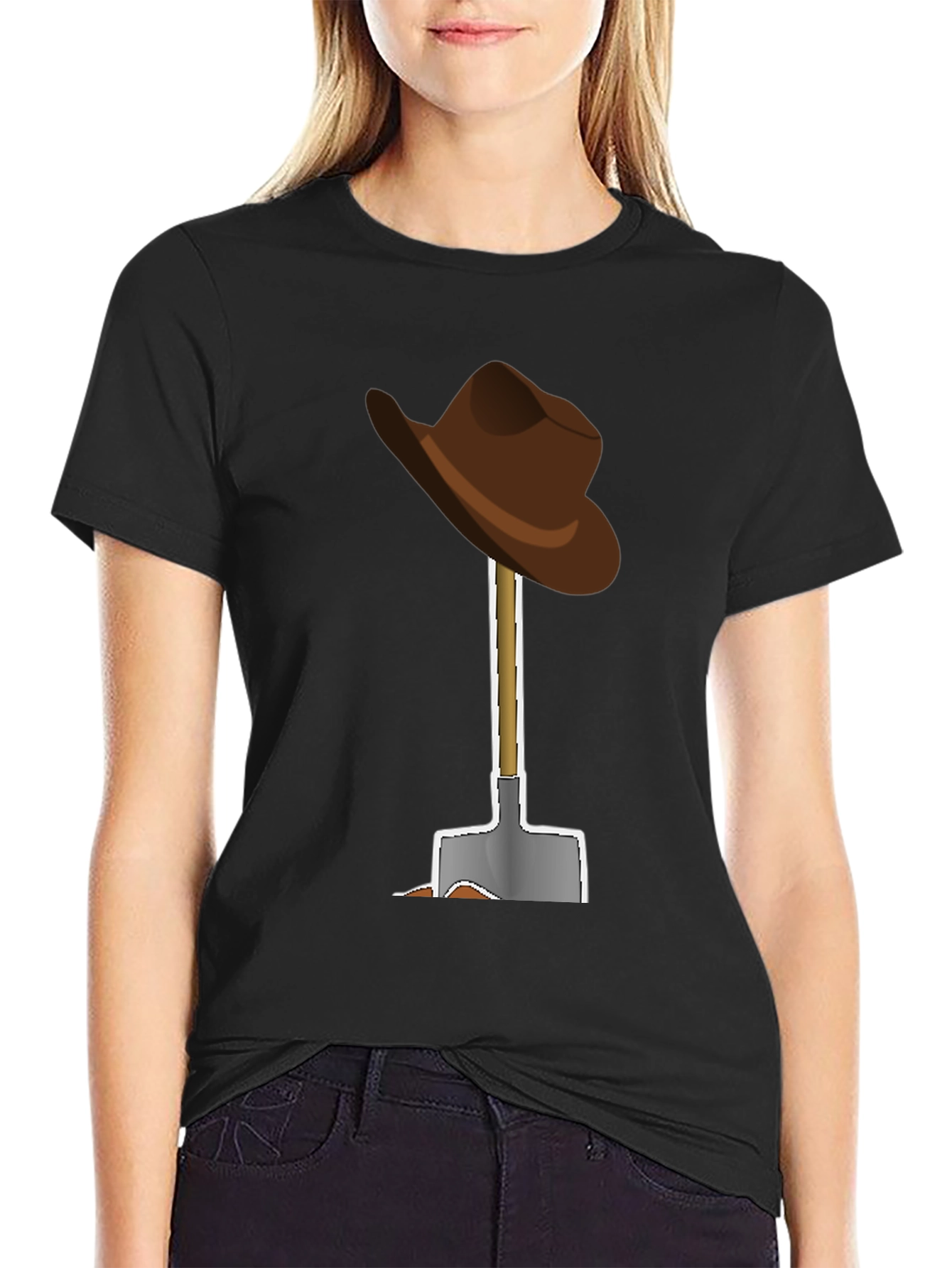 Cartoon Cowboy Hat and Shovel Graphic Tee