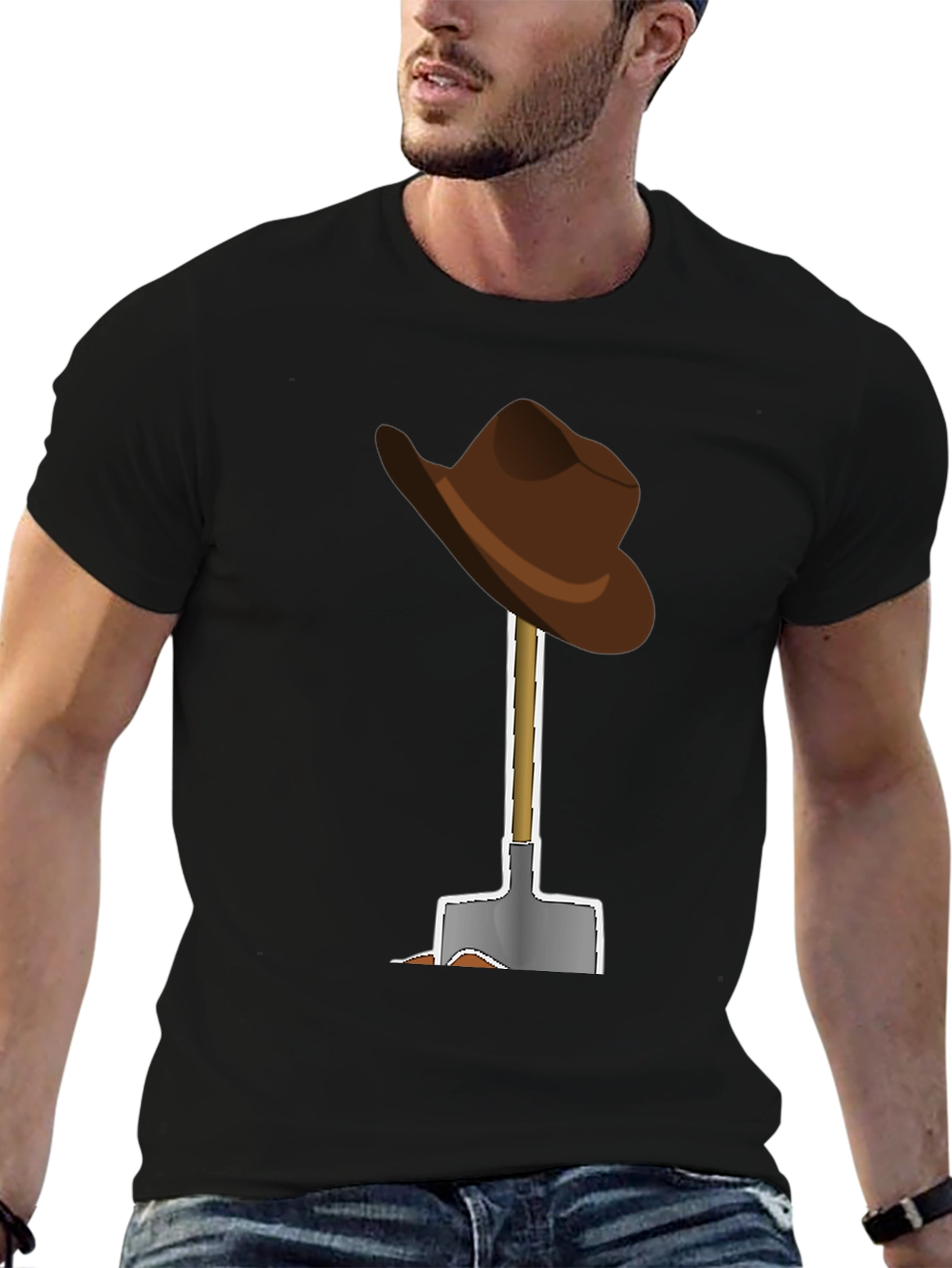 Cartoon Cowboy Hat and Shovel Graphic Tee