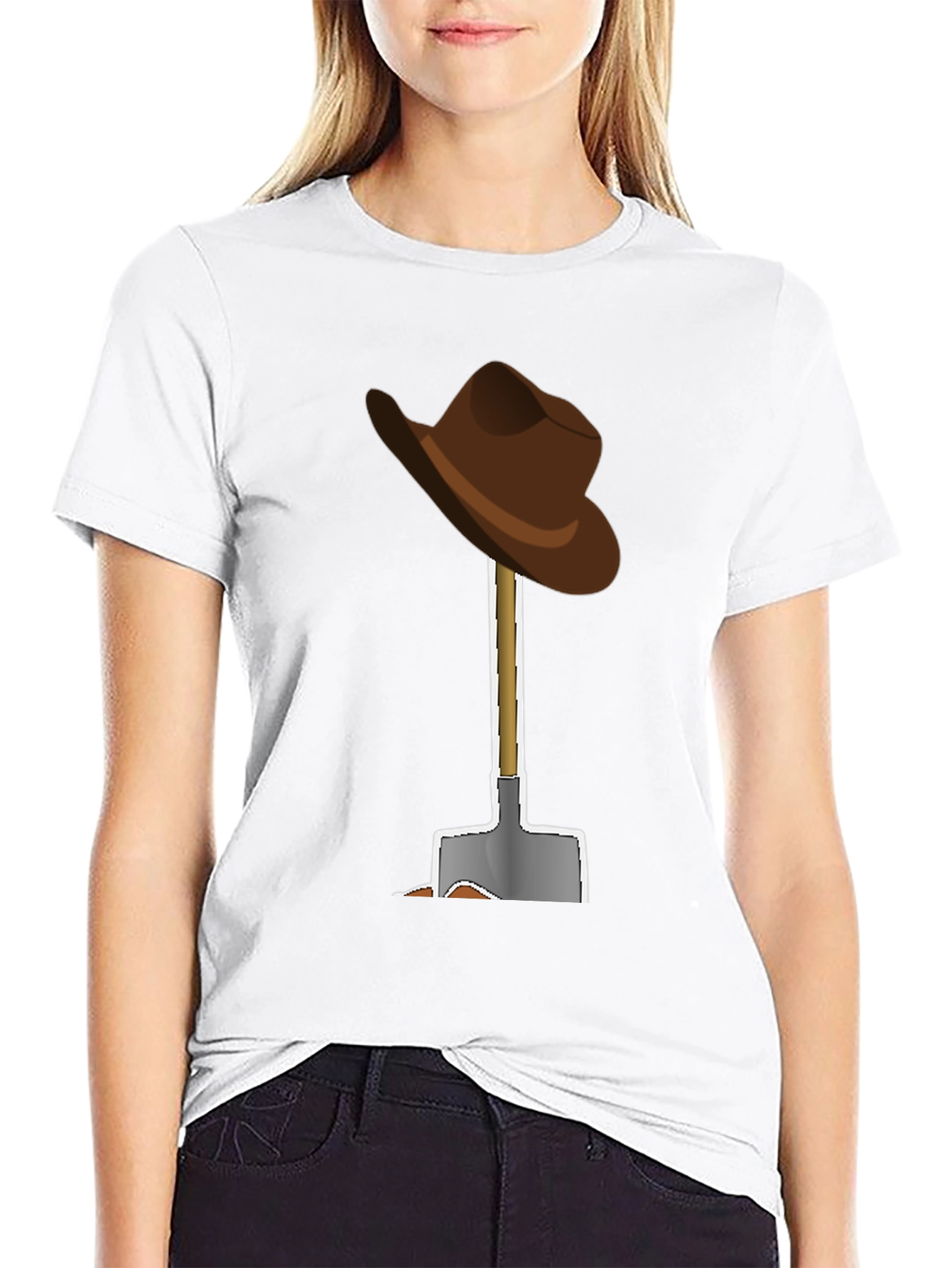 Cartoon Cowboy Hat and Shovel Graphic Tee