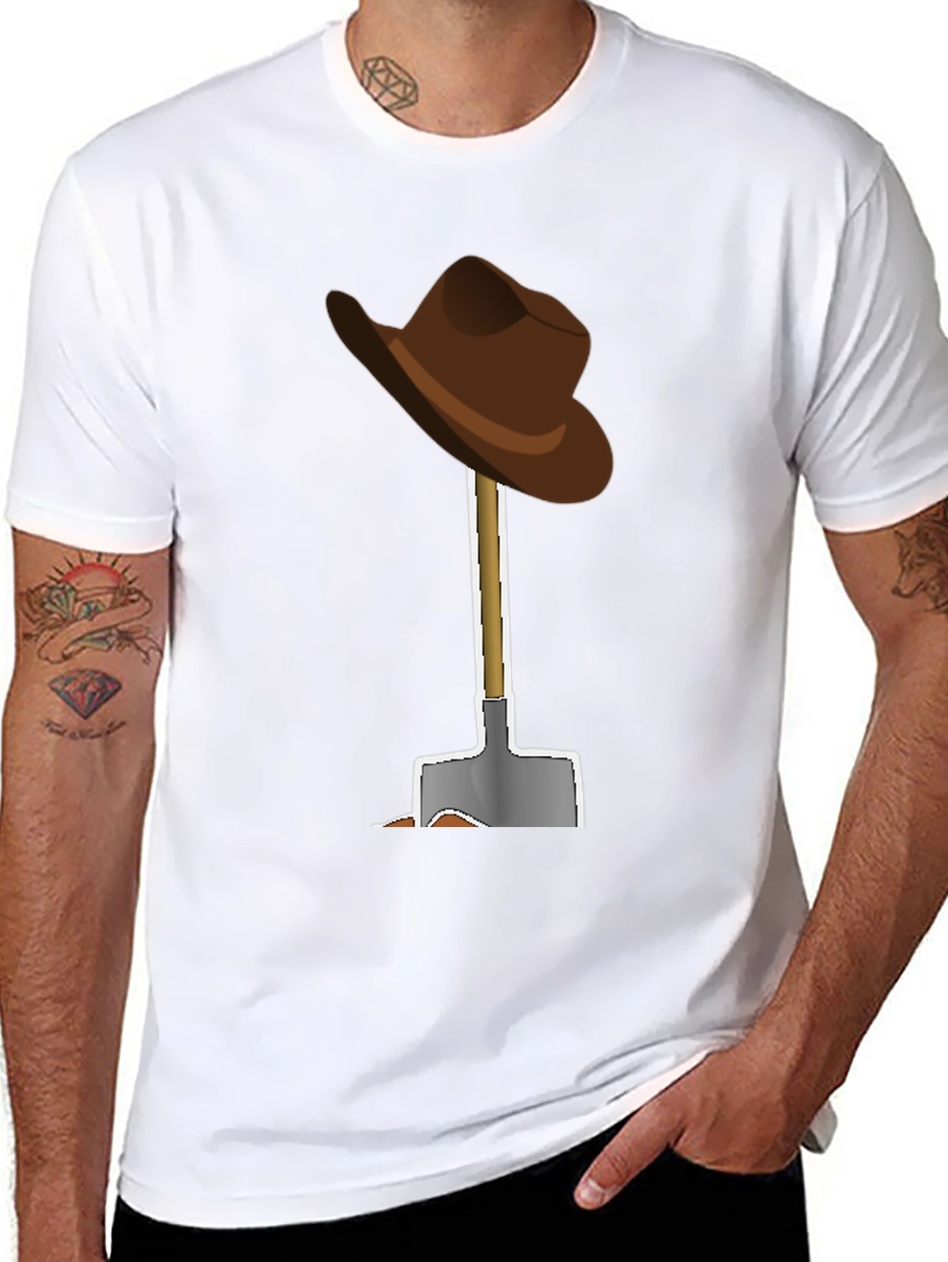 Cartoon Cowboy Hat and Shovel Graphic Tee