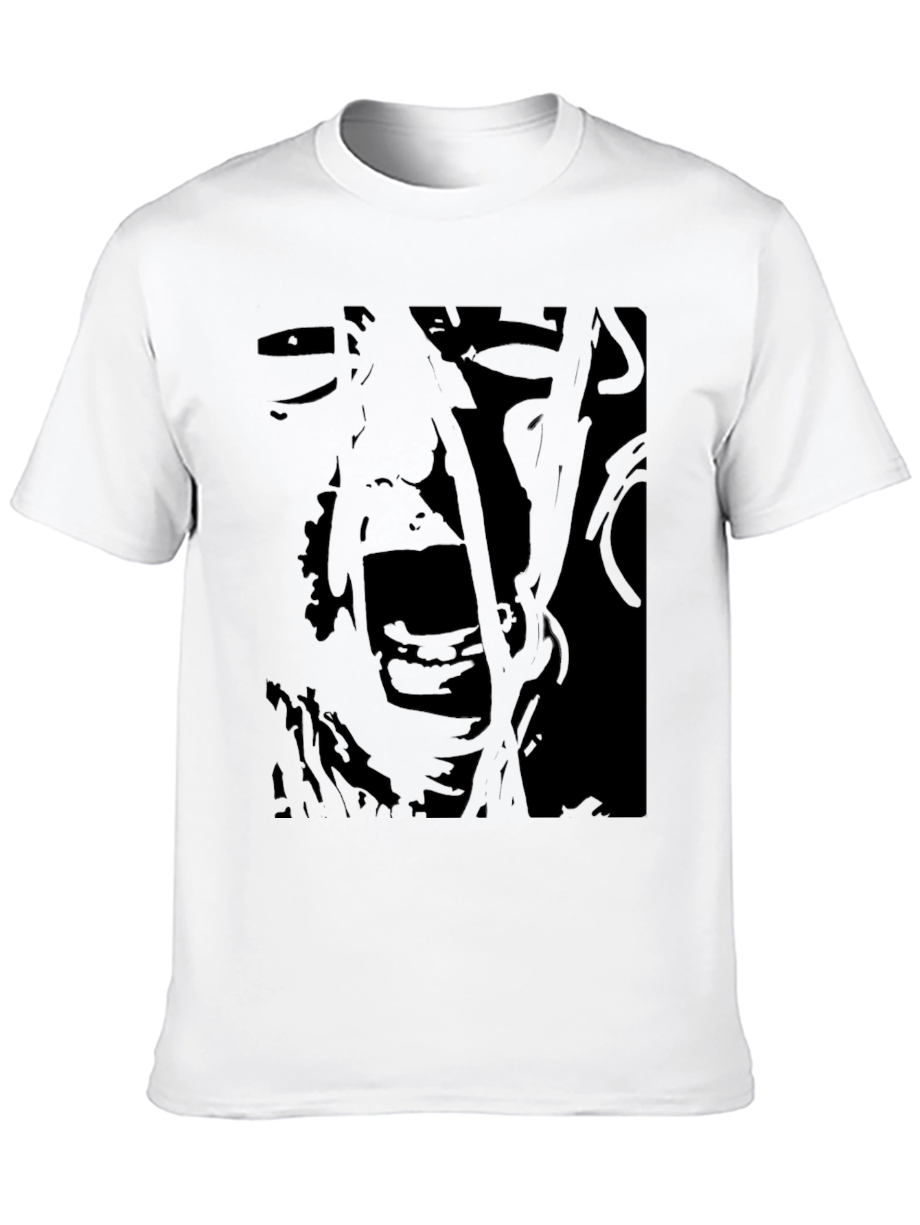 Abstract Scream Graphic Black T-Shirt