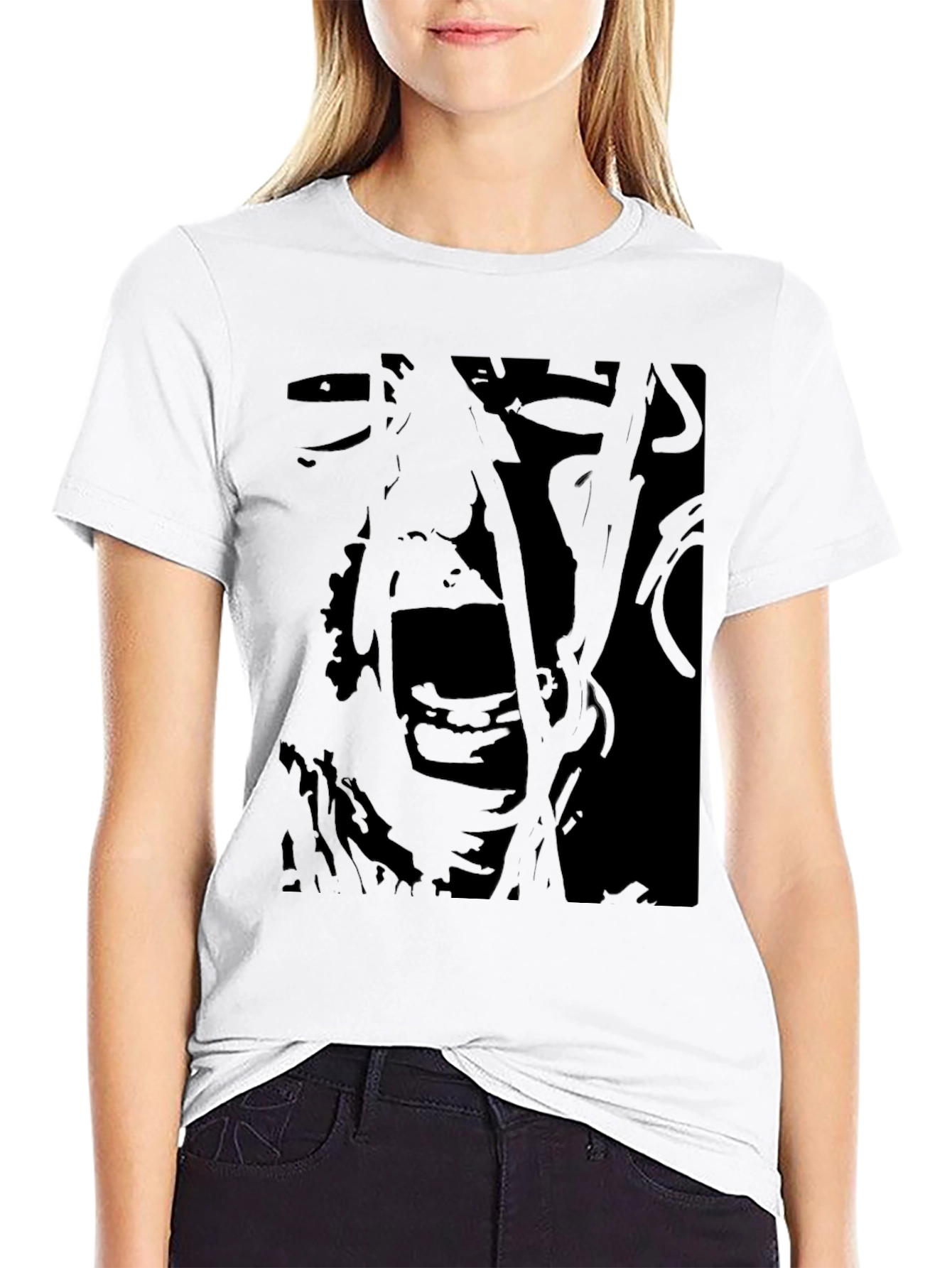 Abstract Scream Graphic Black T-Shirt