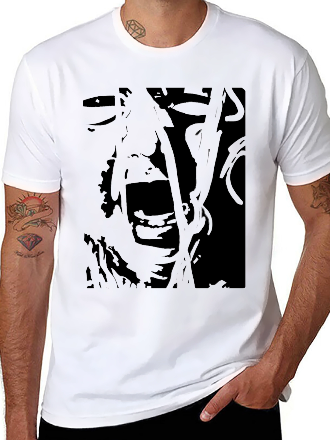 Abstract Scream Graphic Black T-Shirt