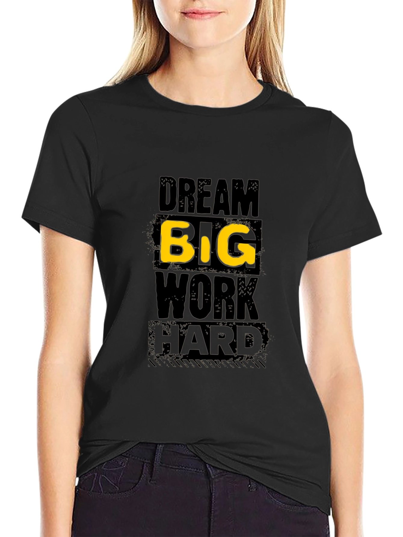 Dream Big Graphic Print Black T-Shirt
