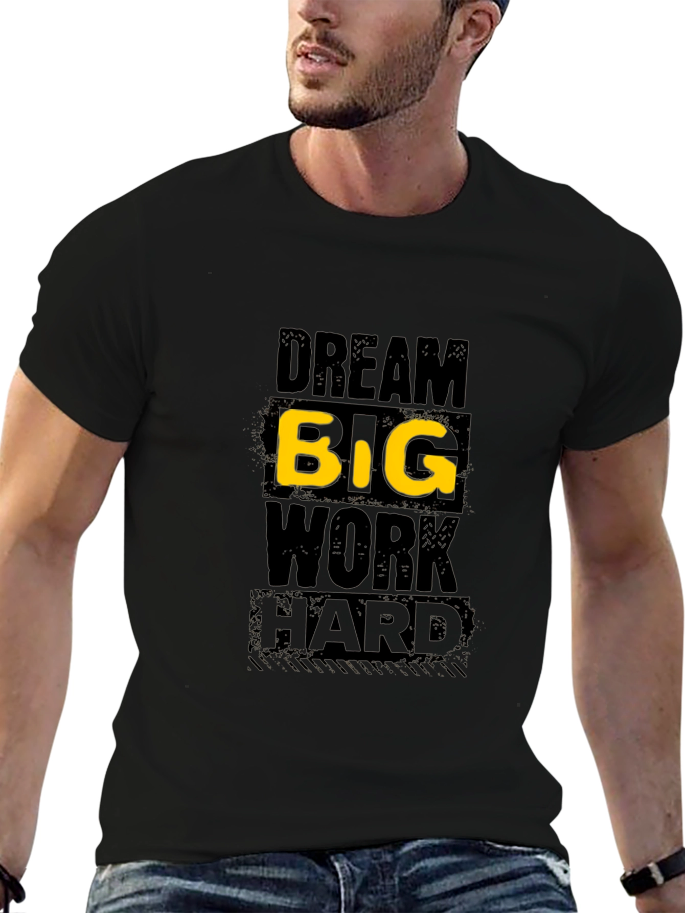Dream Big Graphic Print Black T-Shirt