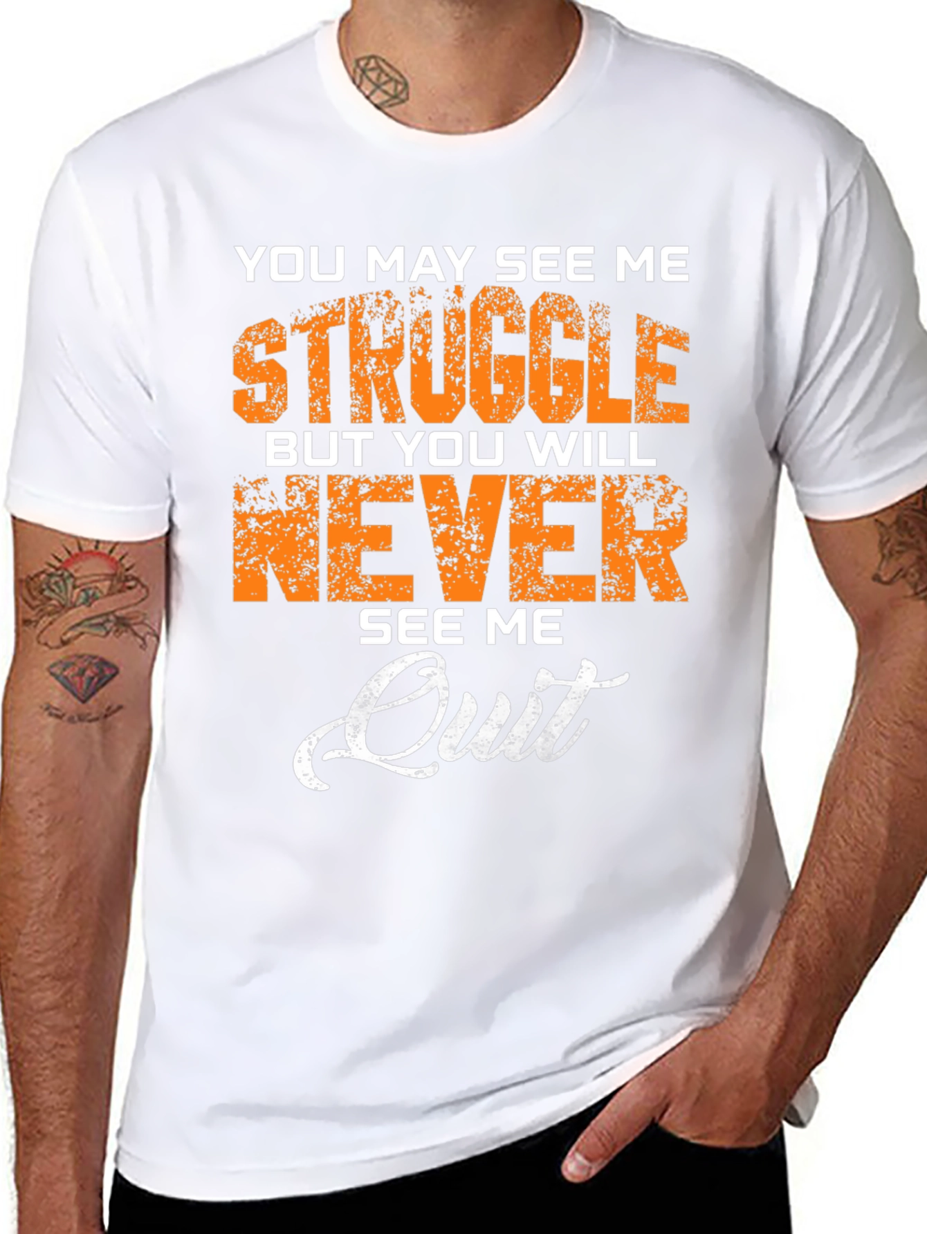 Motivational Never Quit Graphic T-Shirt