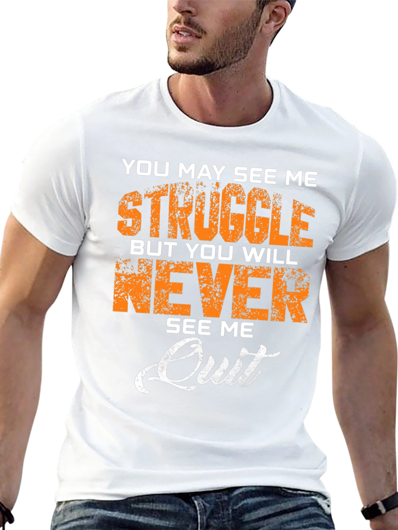 Motivational Never Quit Graphic T-Shirt