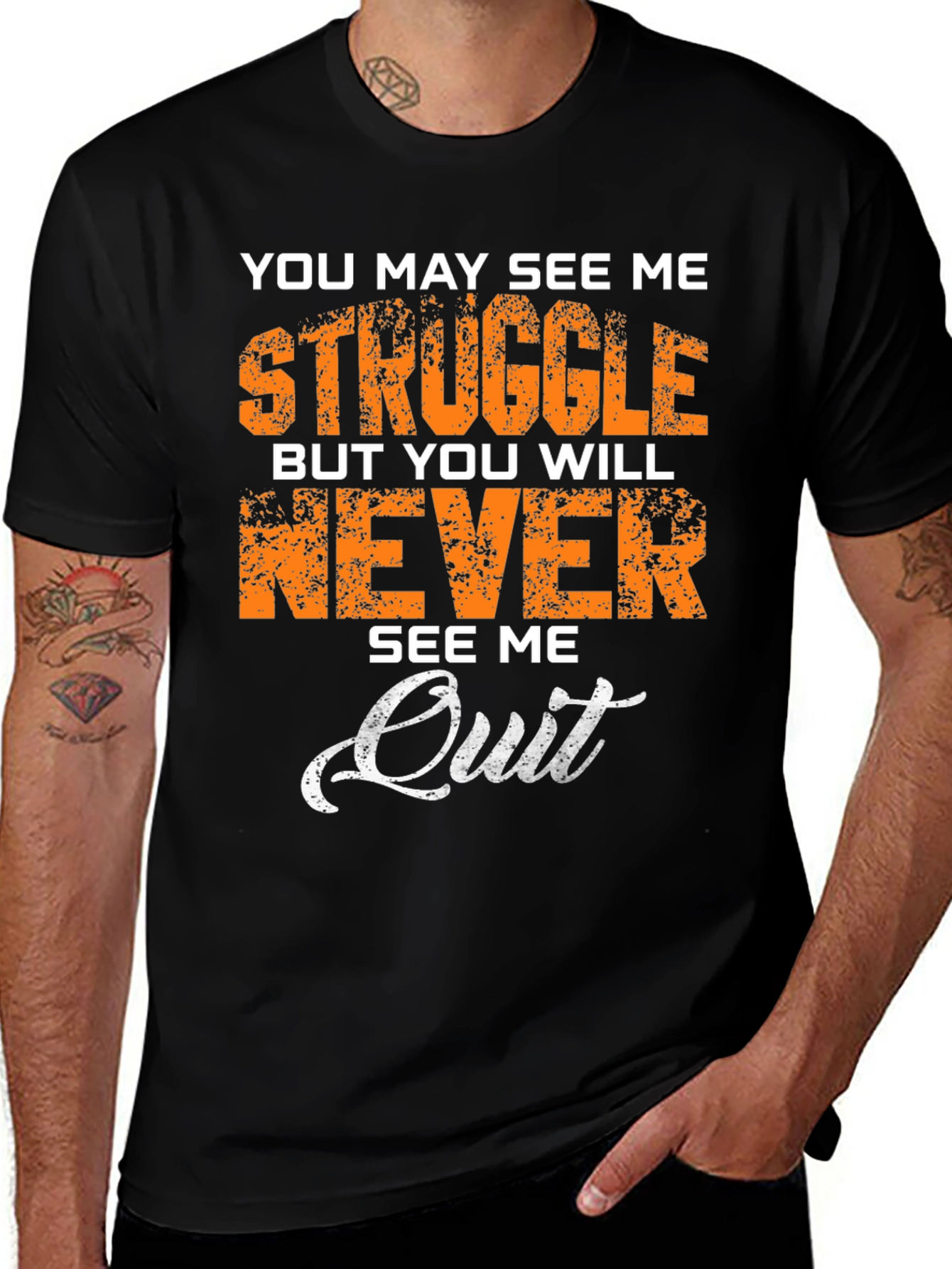 Motivational Never Quit Graphic T-Shirt