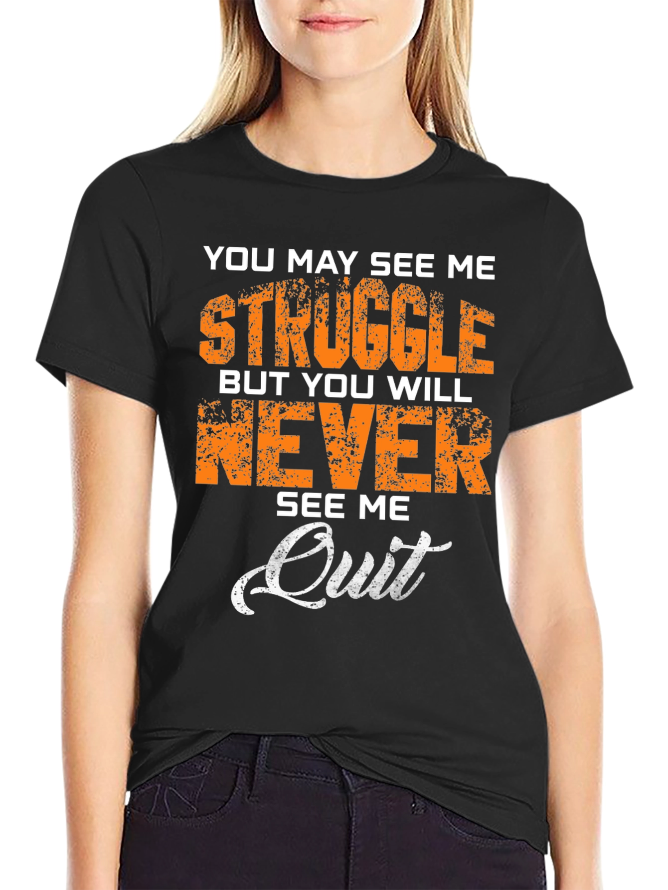 Motivational Never Quit Graphic T-Shirt