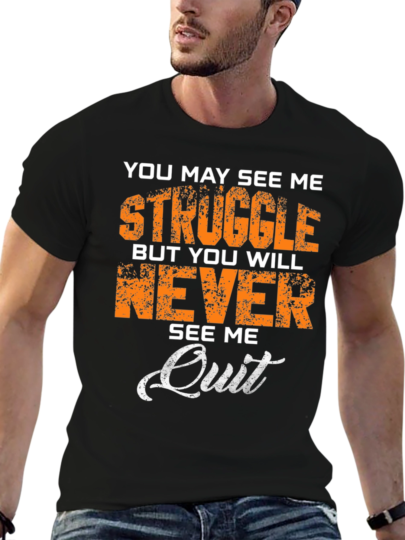 Motivational Never Quit Graphic T-Shirt