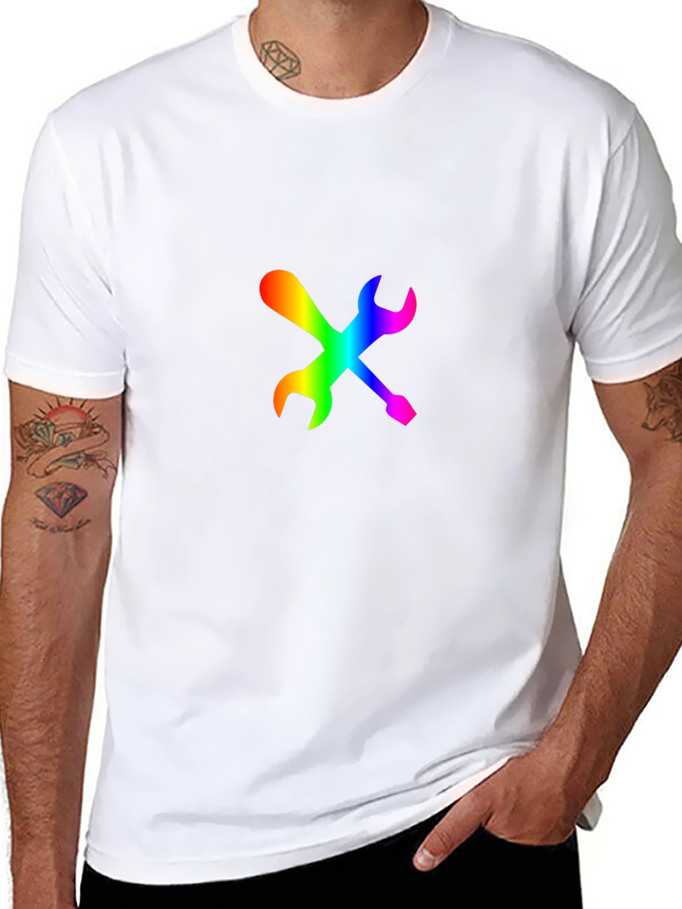 Rainbow Tools Graphic Tee - Stylish Black T-Shirt