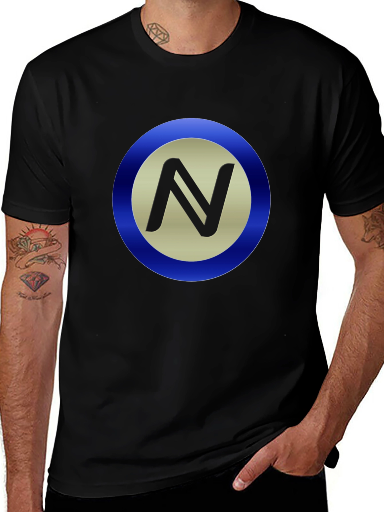 Stylish Black T-Shirt with Circle N Logo