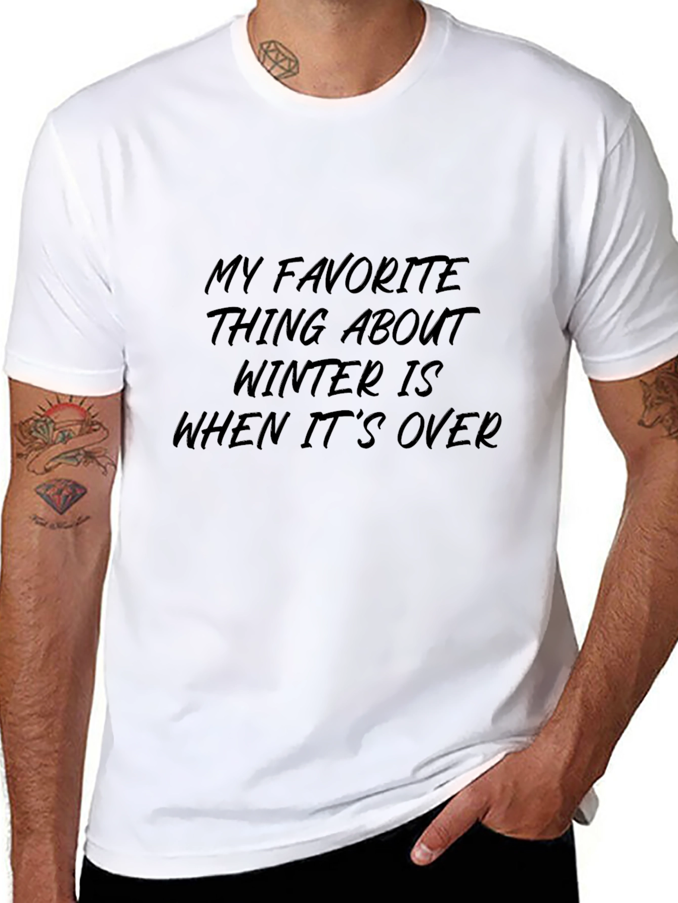 Funny Winter Slogan Black T-Shirt