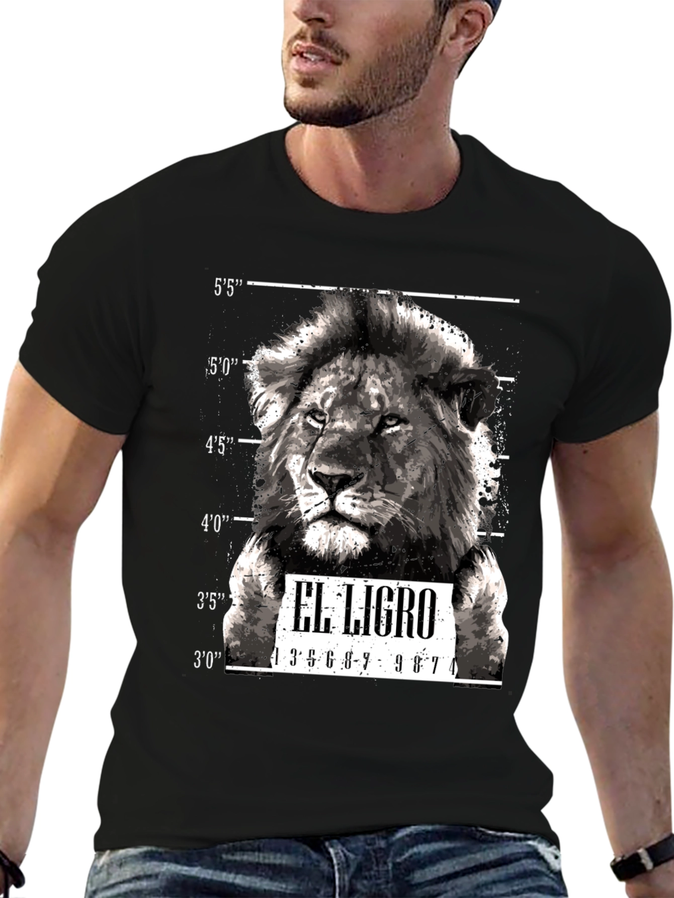El Ligro Lion Mugshot Graphic Tee - Black