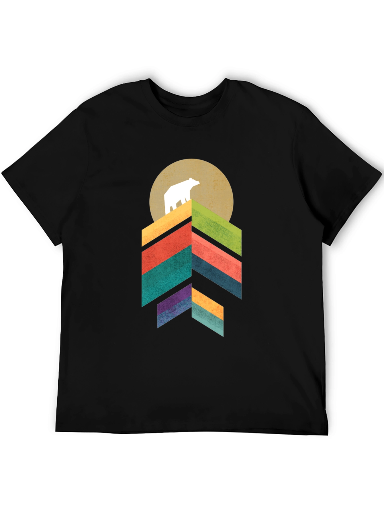 Geometric Bear Mountain Graphic Tee - Black