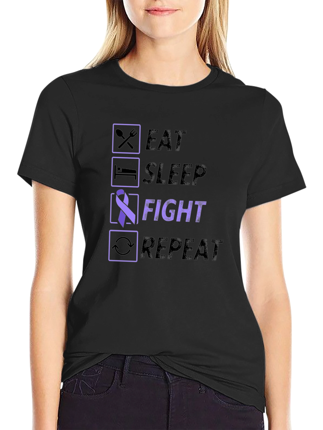 Eat Sleep Fight Repeat Awareness T-Shirt