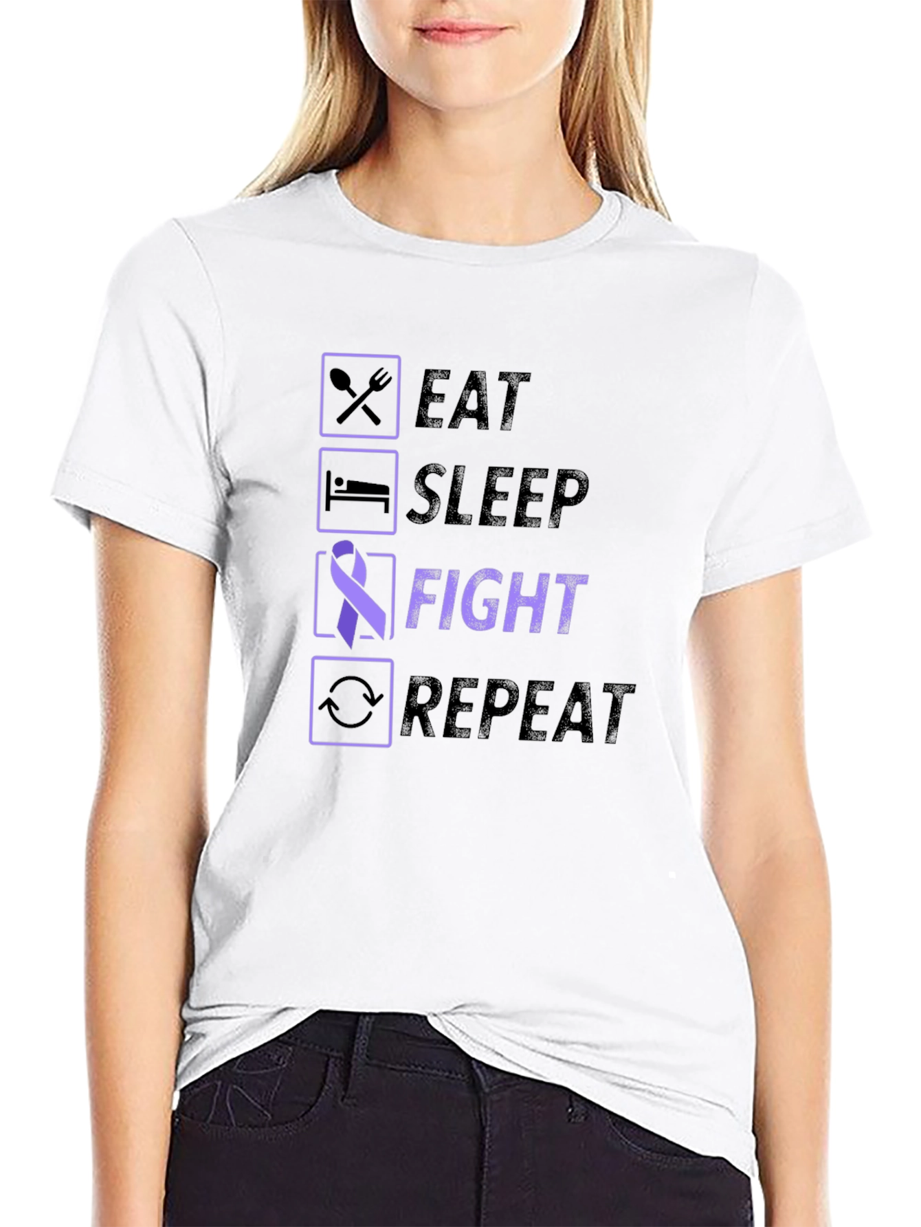 Eat Sleep Fight Repeat Awareness T-Shirt