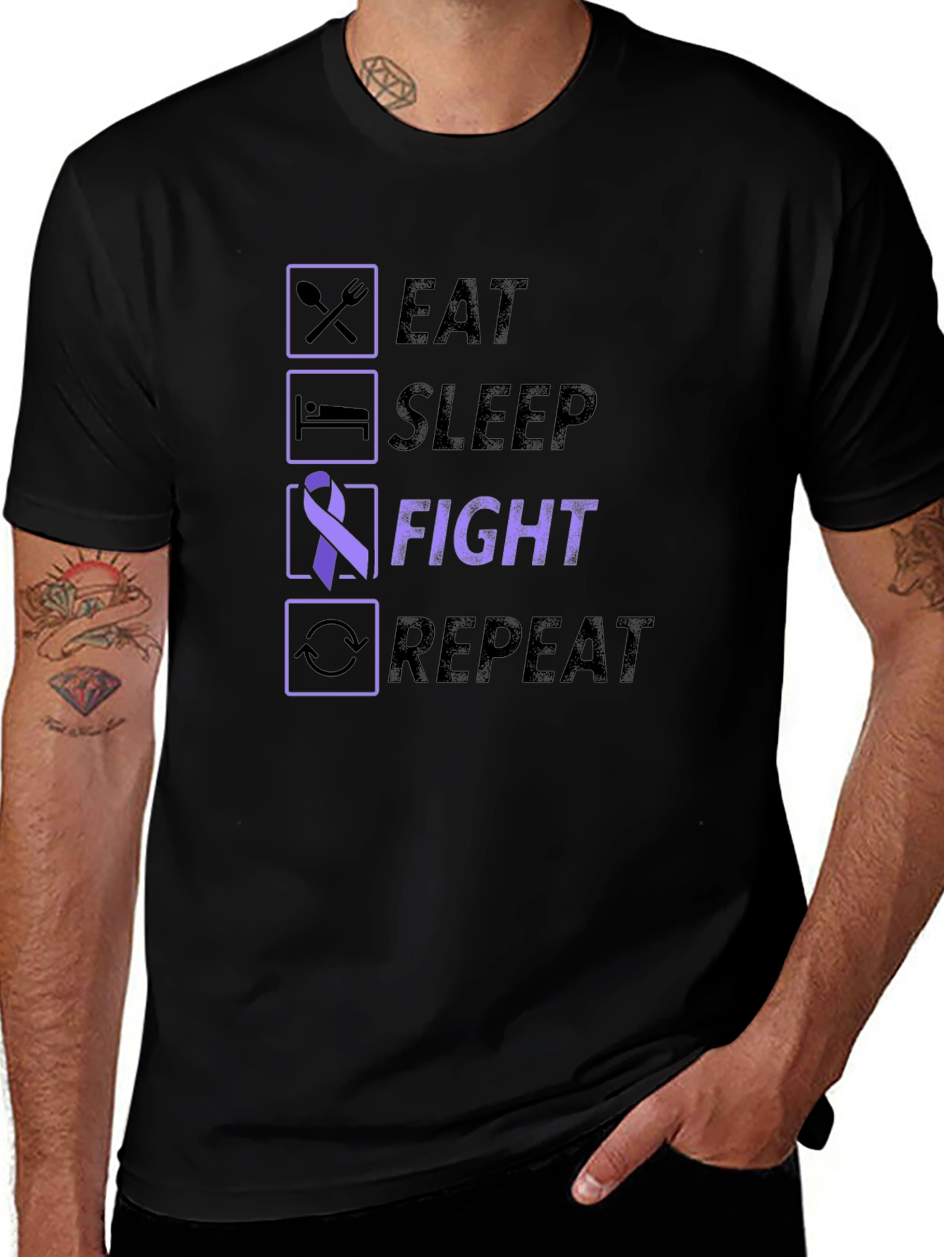 Eat Sleep Fight Repeat Awareness T-Shirt