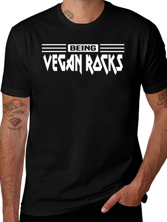 Vegan Rocks T-Shirt - Black Cotton Graphic Tee