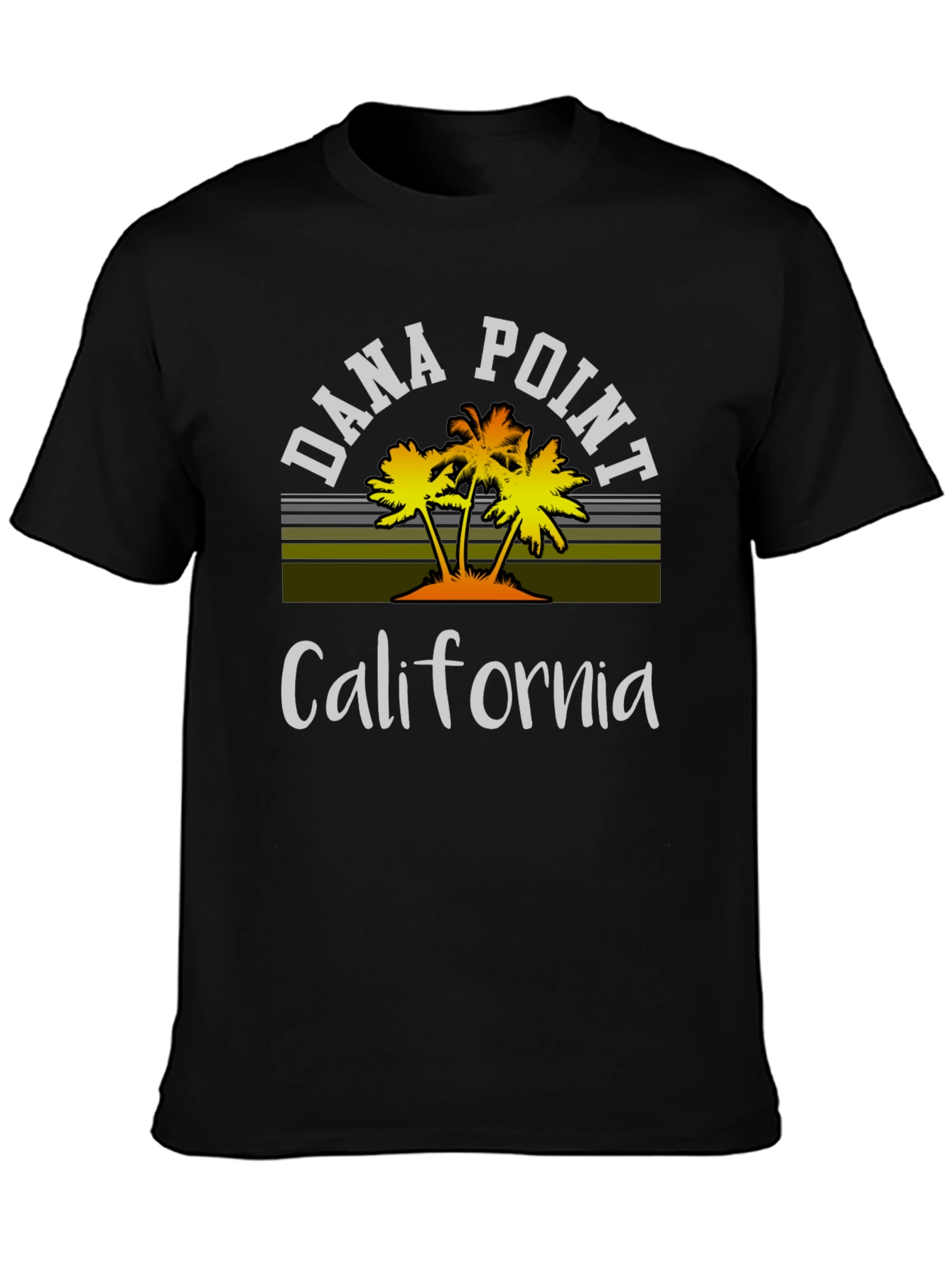 Dana Point California Palm Tee - Black