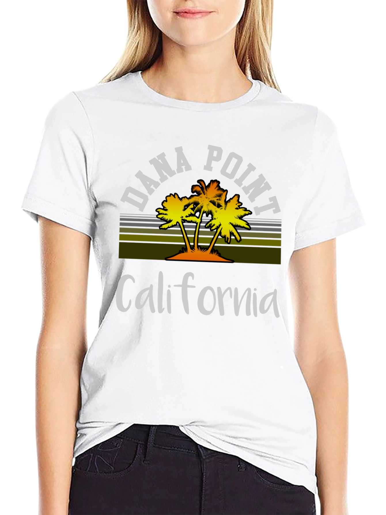 Dana Point California Palm Tee - Black