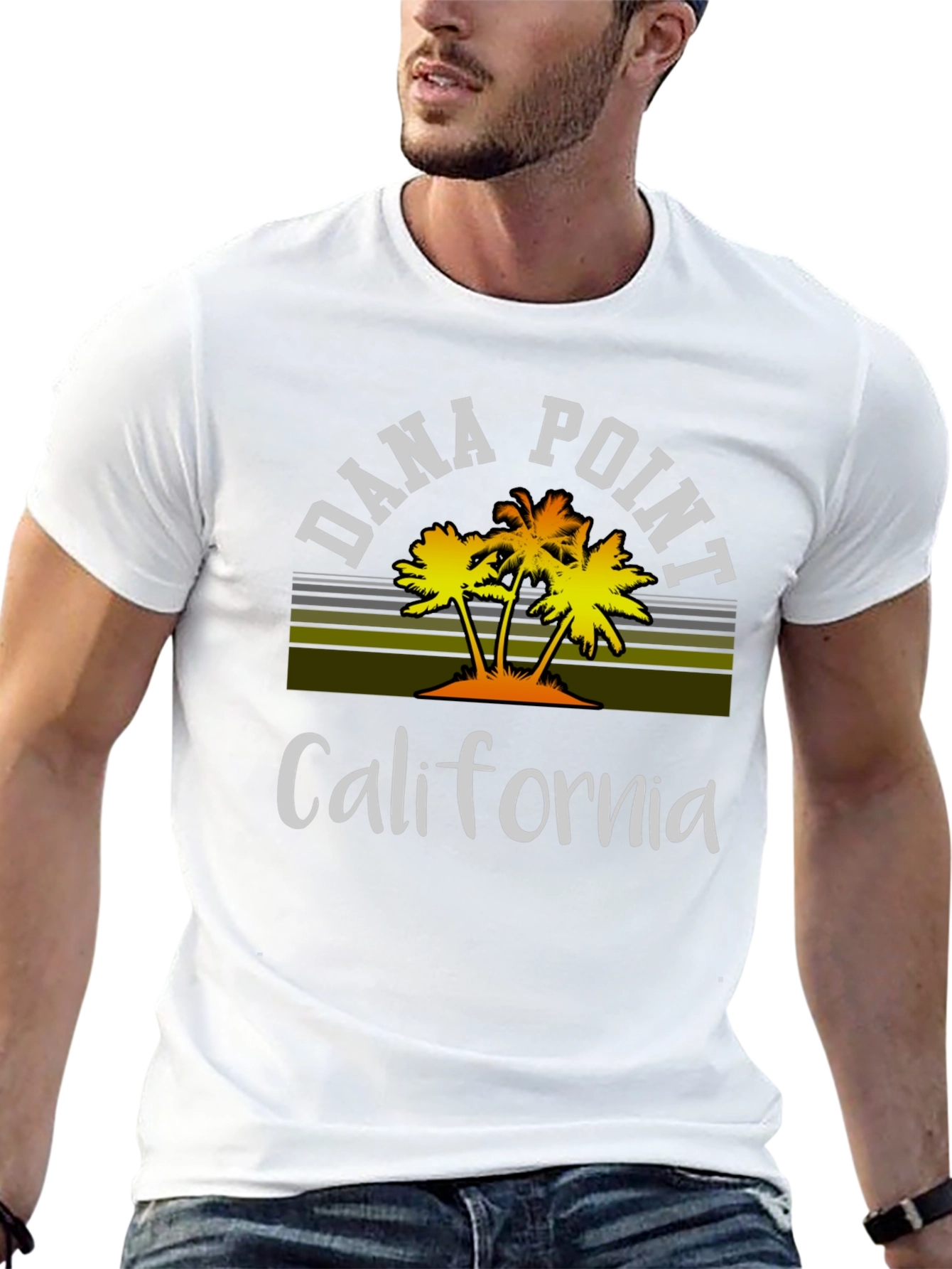 Dana Point California Palm Tee - Black
