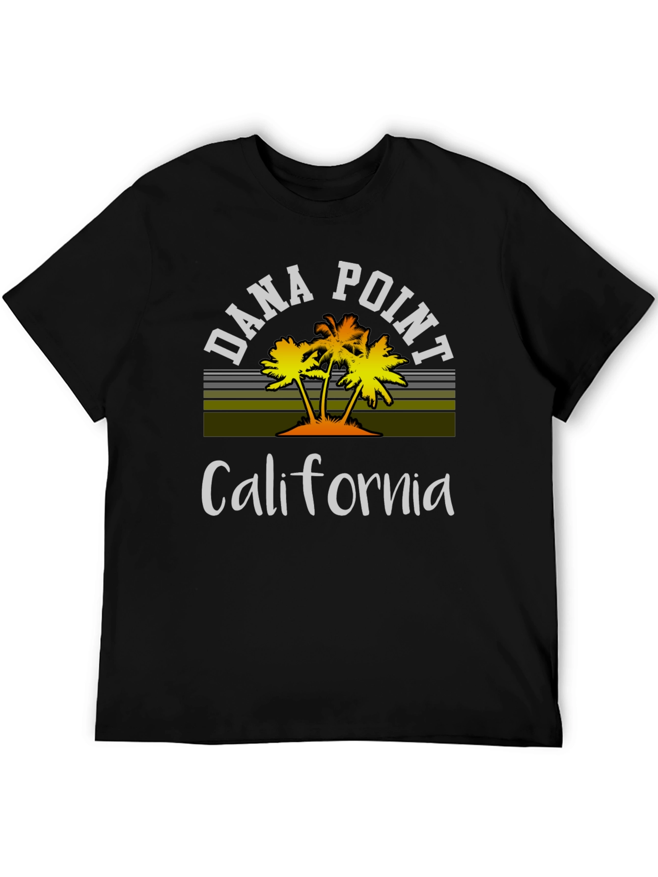 Dana Point California Palm Tee - Black