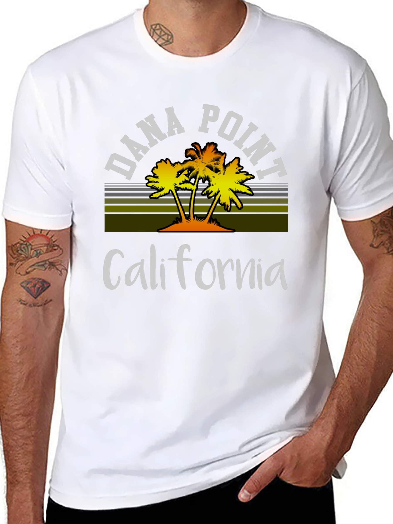 Dana Point California Palm Tee - Black