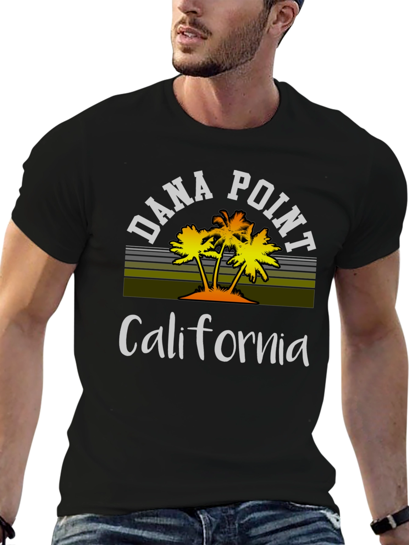 Dana Point California Palm Tee - Black
