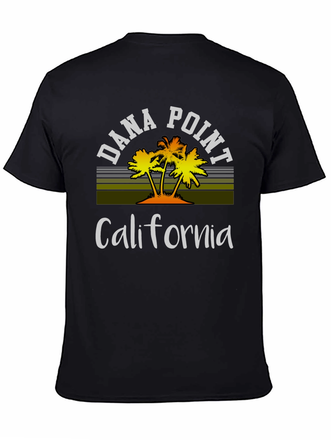 Dana Point California Palm Tee - Black