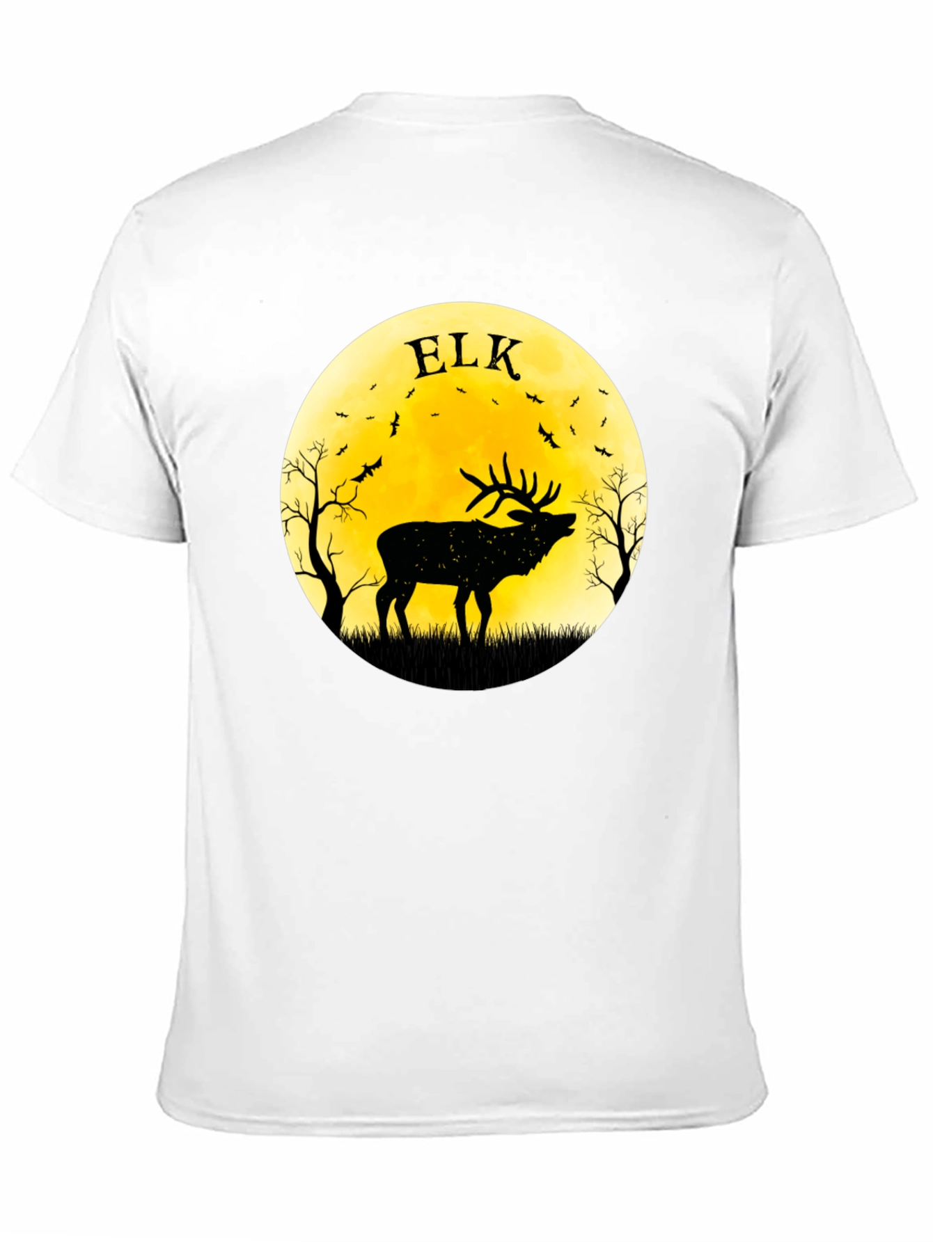 Elk Silhouette Moon Graphic Tee - Black