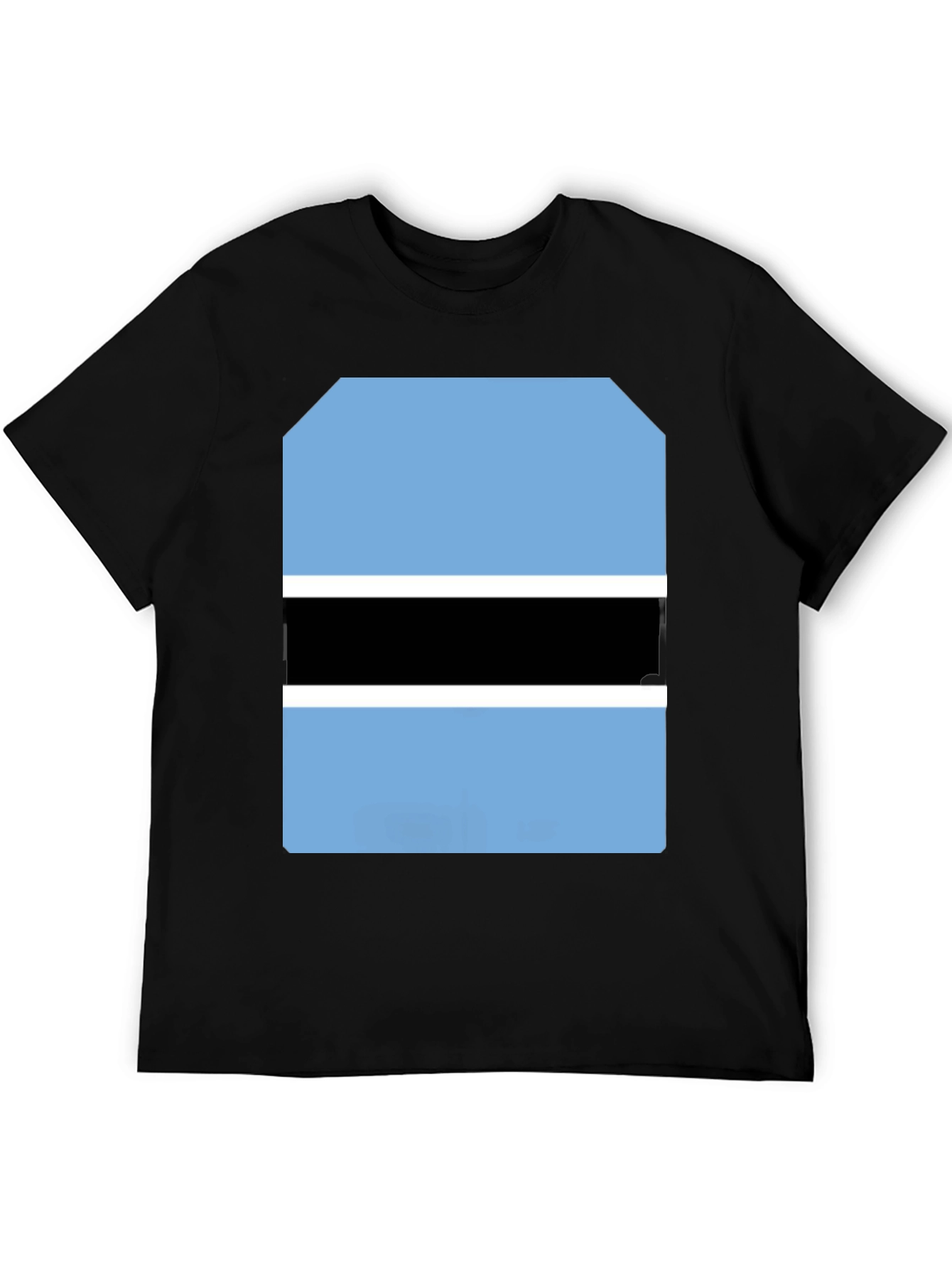 Botswana Flag Graphic Tee - Black Cotton T-Shirt