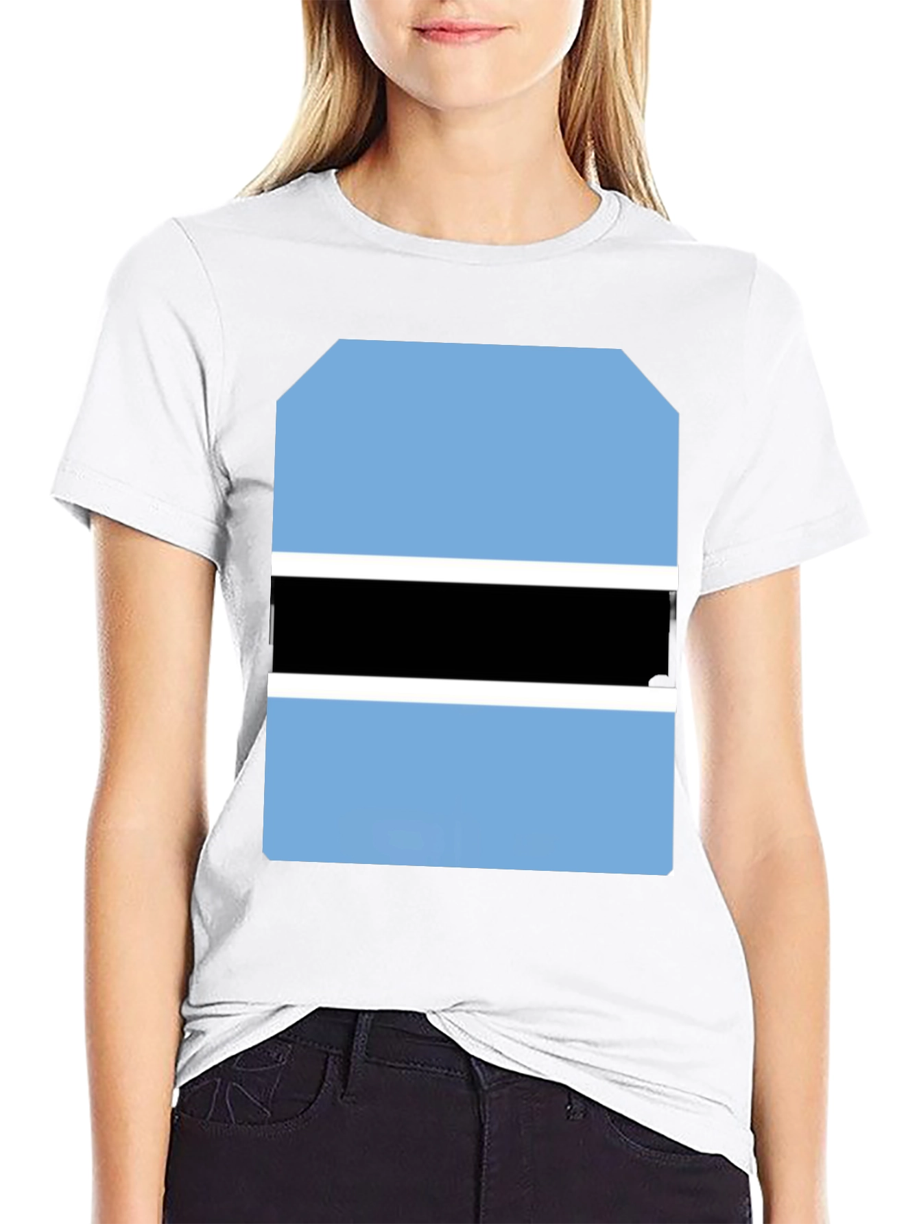 Botswana Flag Graphic Tee - Black Cotton T-Shirt