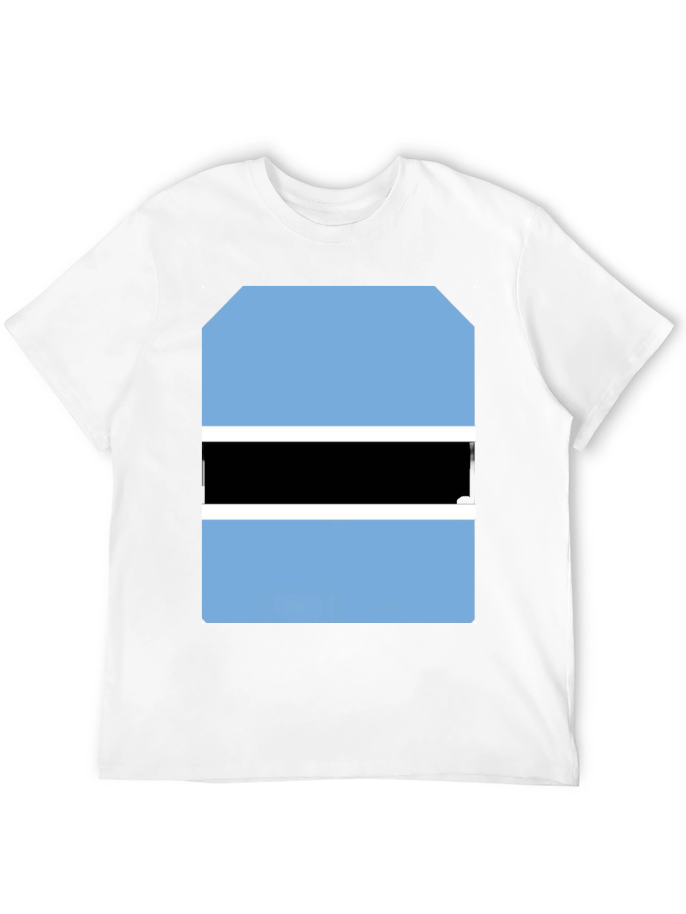 Botswana Flag Graphic Tee - Black Cotton T-Shirt