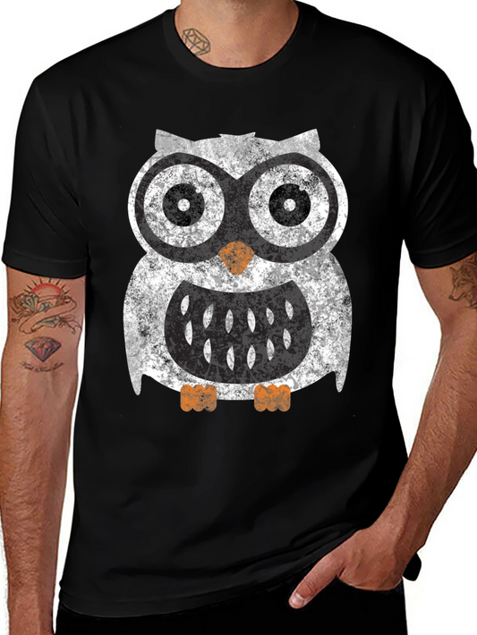 Cool Owl Graphic Tee - Black Cotton Blend Shirt