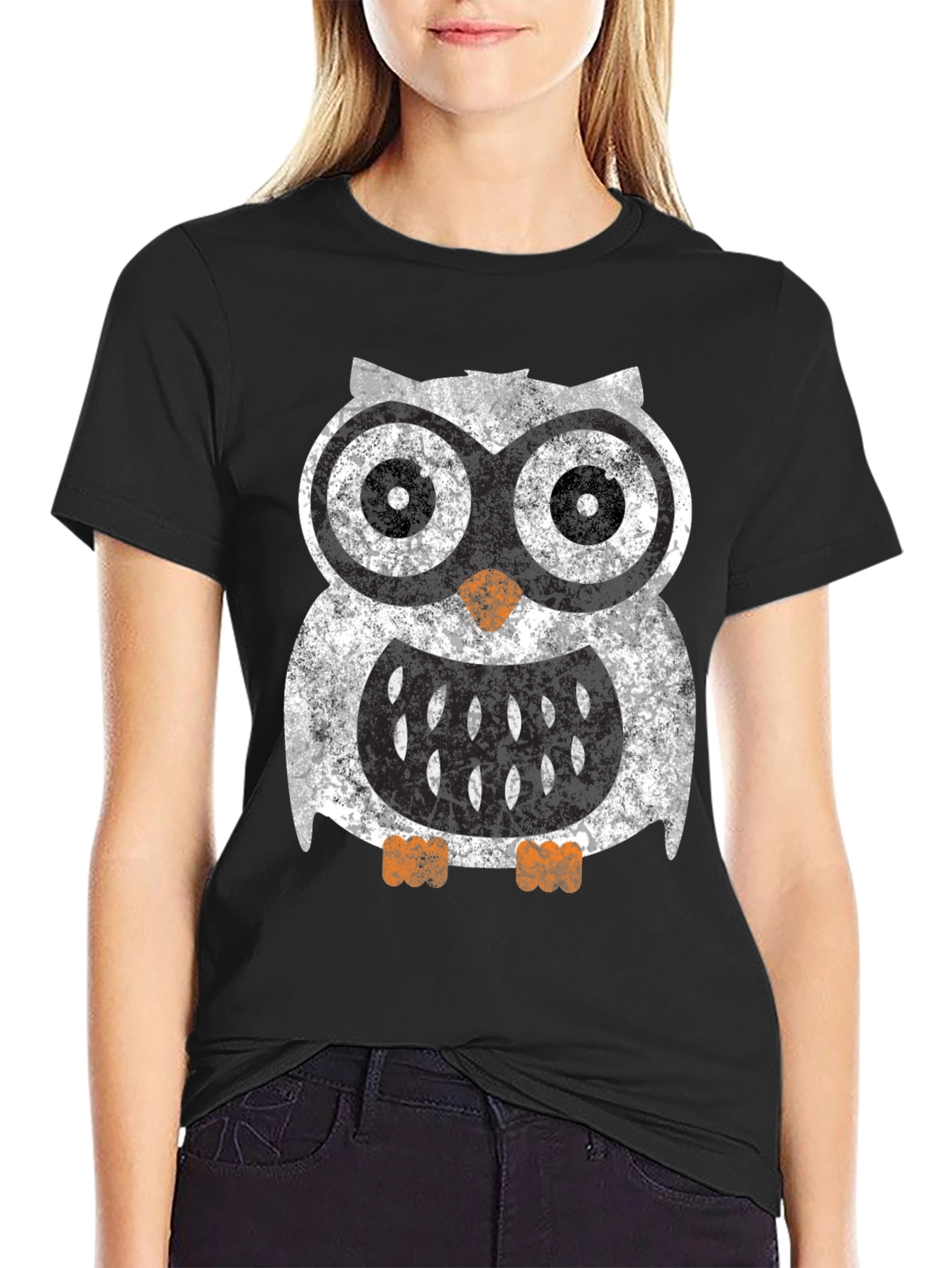 Cool Owl Graphic Tee - Black Cotton Blend Shirt
