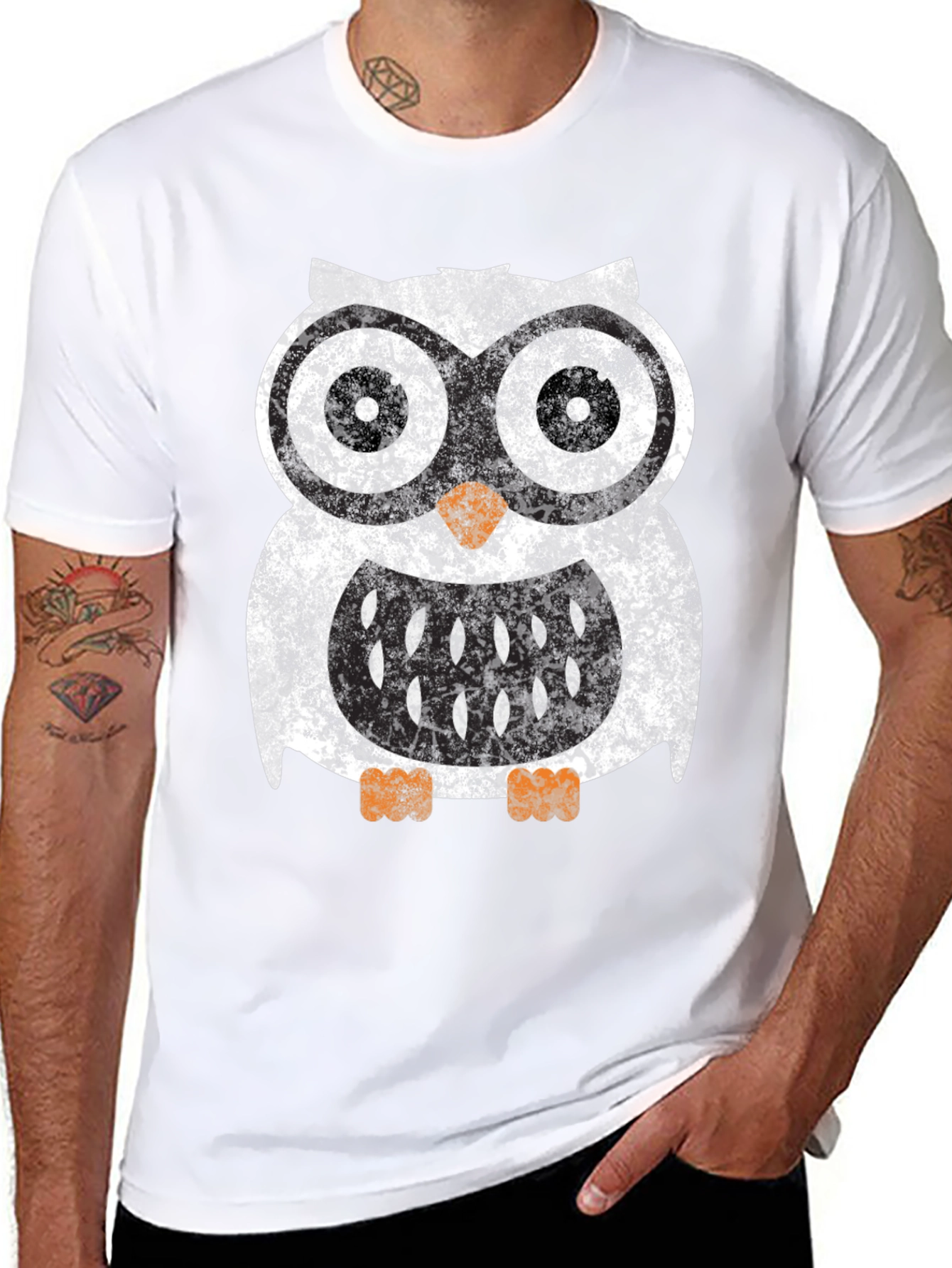 Cool Owl Graphic Tee - Black Cotton Blend Shirt