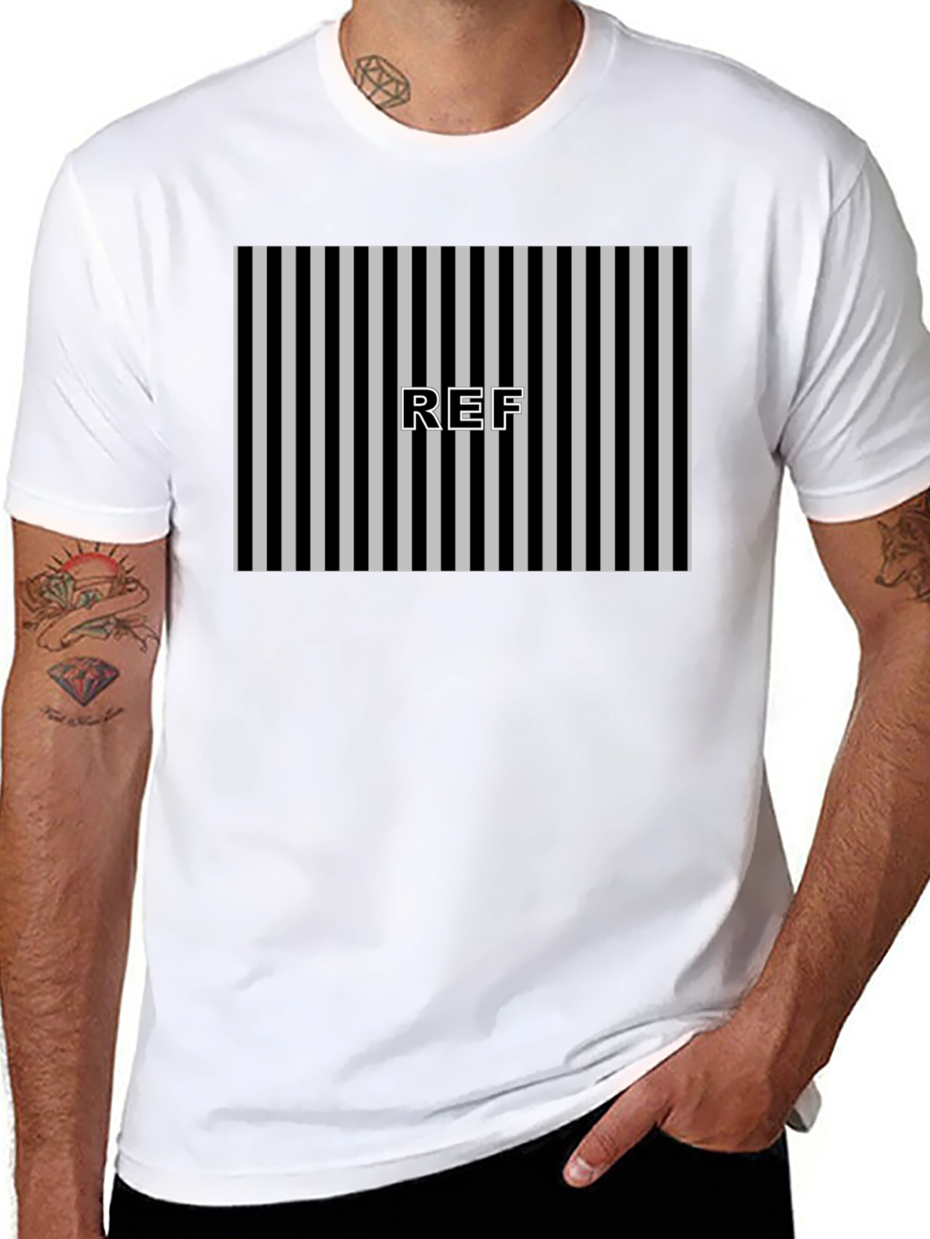 Referee Striped T-Shirt - Black and White Design